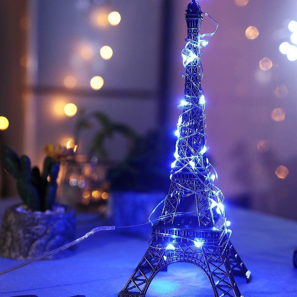 Sanniu Led Fairy Lights Battery Operated, 2 Packs Mini Battery Powered Copper Wire Starry String Lights For Christmas, Parties, Wedding, Bedroom, Patio, Indoor, Home Decoration (5M/16Ft Blue)