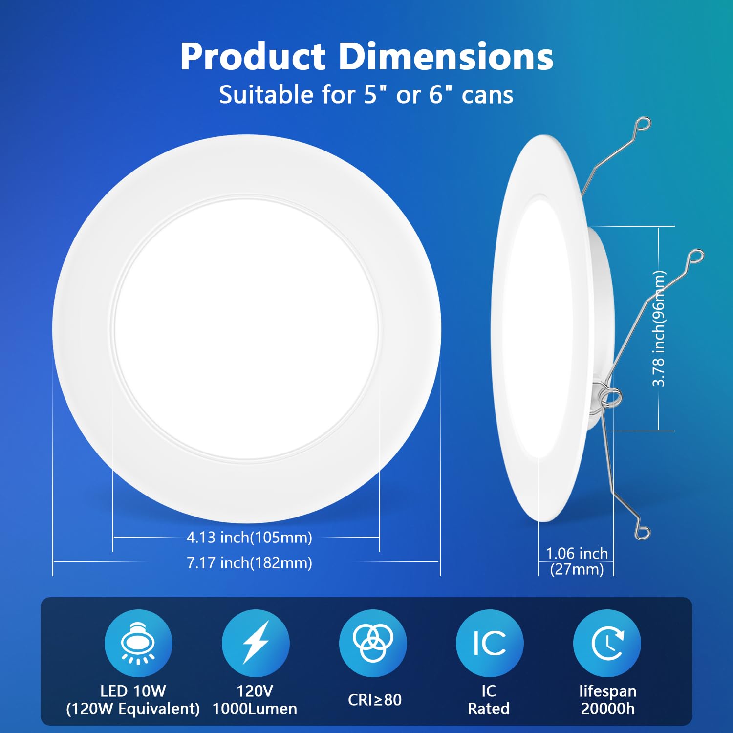 LVWIT 6" LED Recessed Lighting, Slim Dimmable Downlight, 5CCT Color Selectable, 36 Pack, White, Model DLB01-D610T-