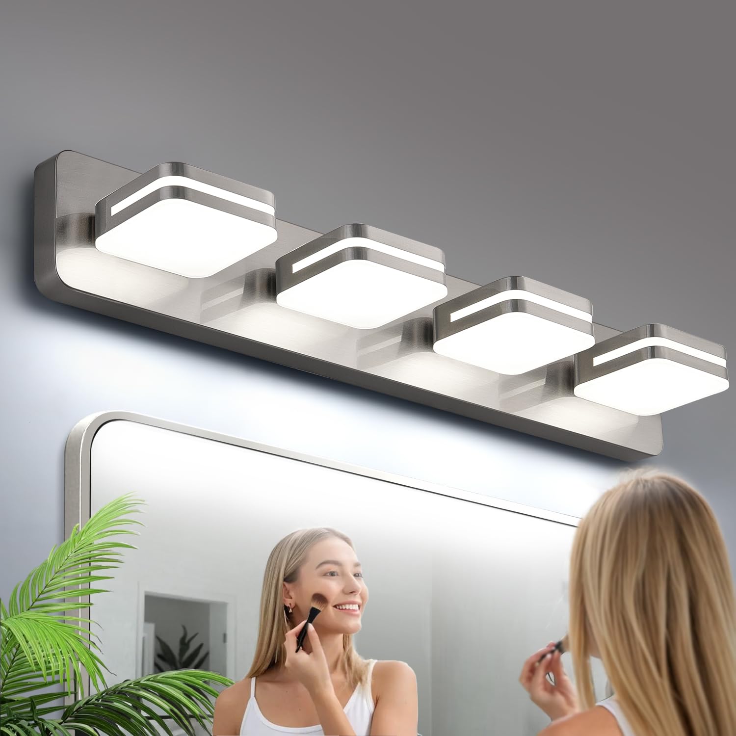 1600Lm Led Modern Bathroom Vanity Light Fixtures  360?Rotate Acrylic Brushed Nickel Vanity Lights For Bathroom  Modern Wall Lighting Fixtures Over Mirror Kitchen Living (Natural White Light 5000K)