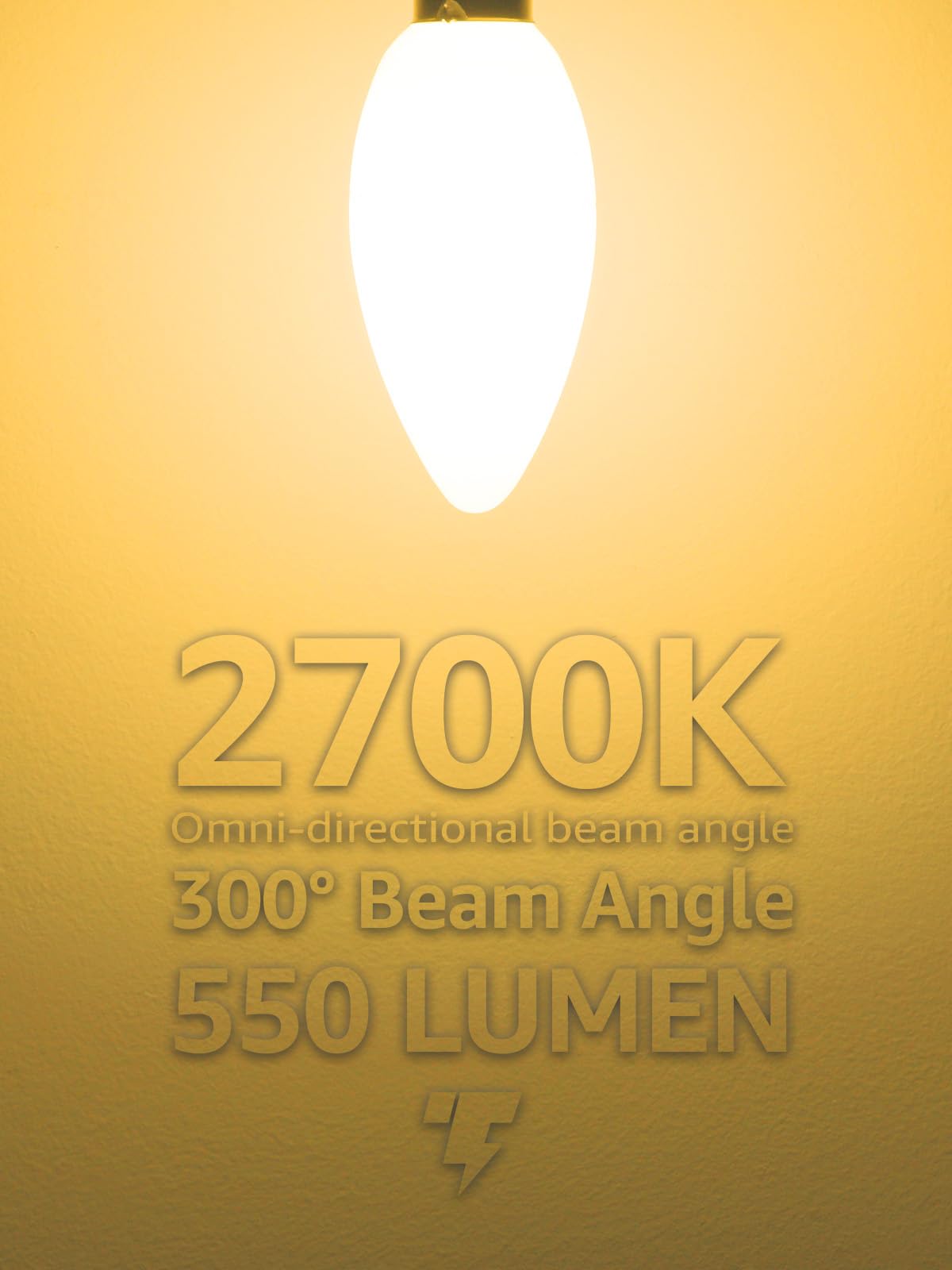 TORCHSTAR Dimmable E12 LED Candelabra Bulb, 60W Equivalent, 550lm, Soft White (2700K), Frosted Glass, Pack of 6, Model