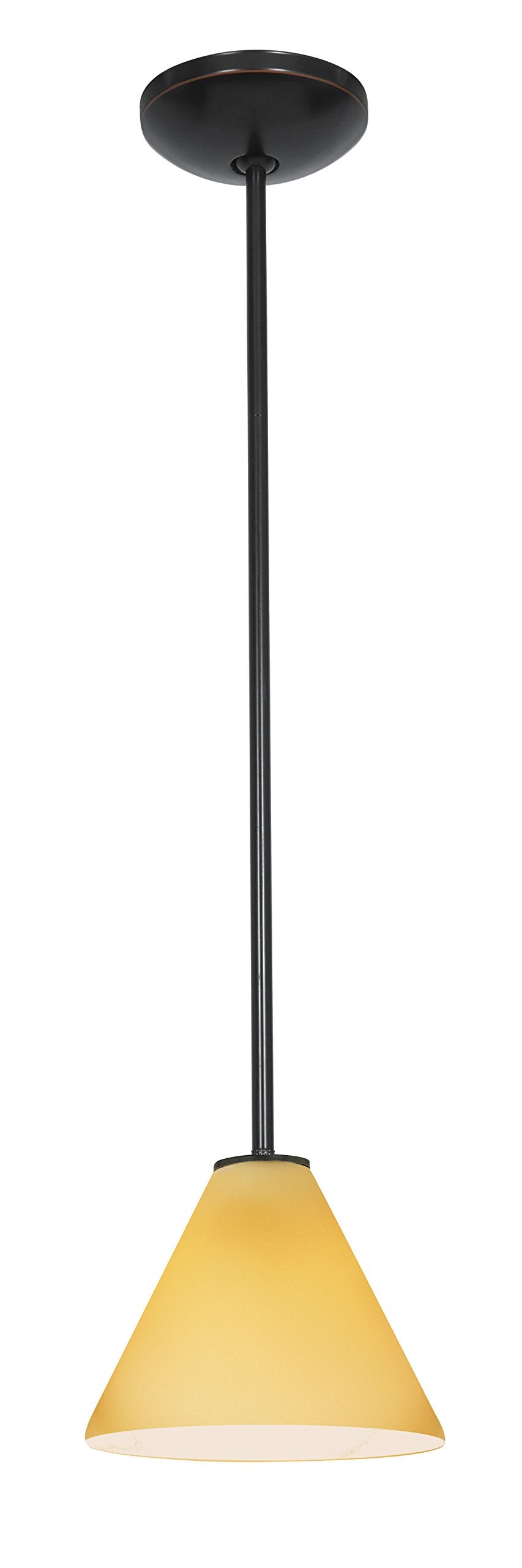 Martini Glass Pendant - Rods - Oil Rubbed Bronze Finish - Amber Glass Shade
