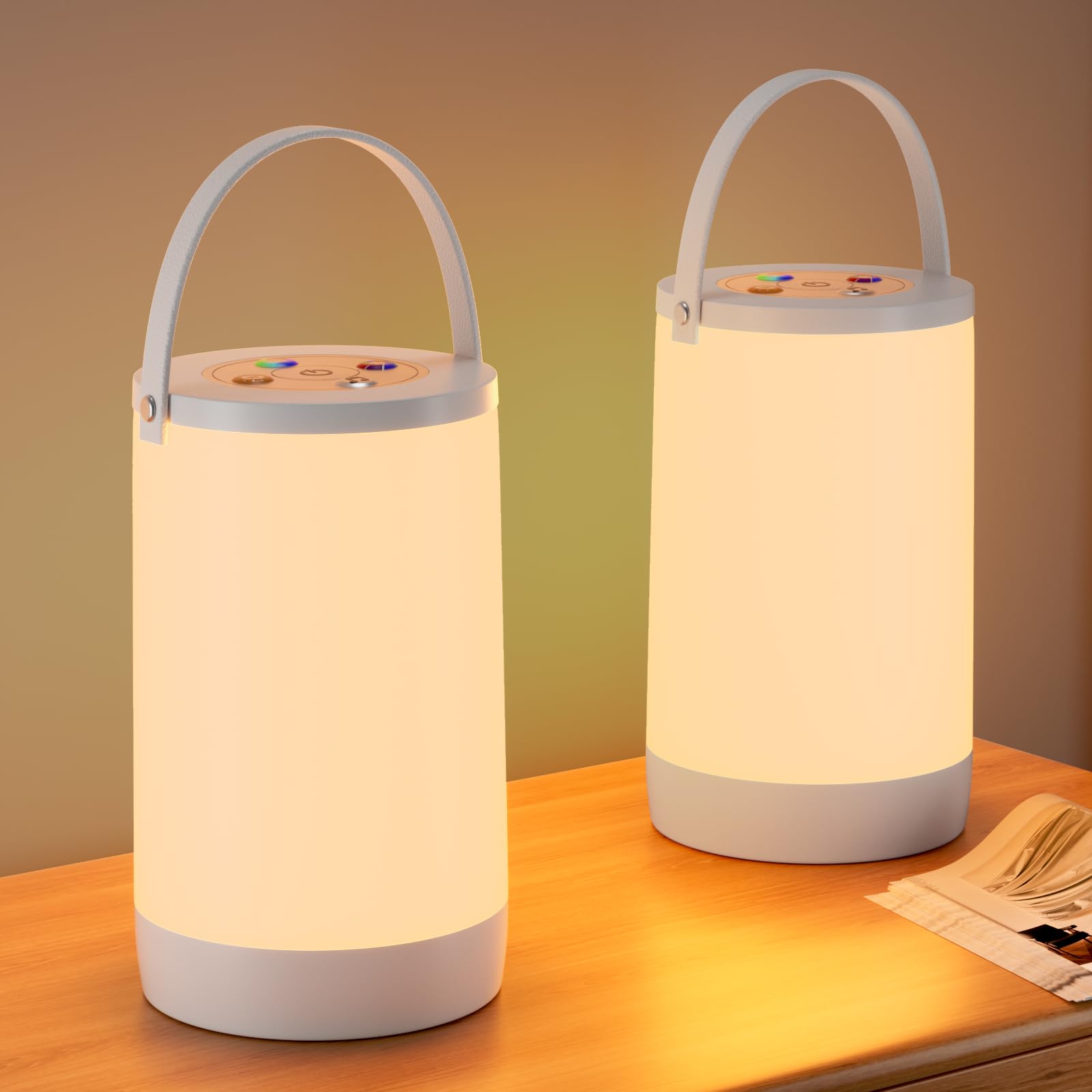 Hensam Night Light for Kids, Portable USB Lamp, Color Changing, 2 Pack, Gray, Model CL-FWL-FR
