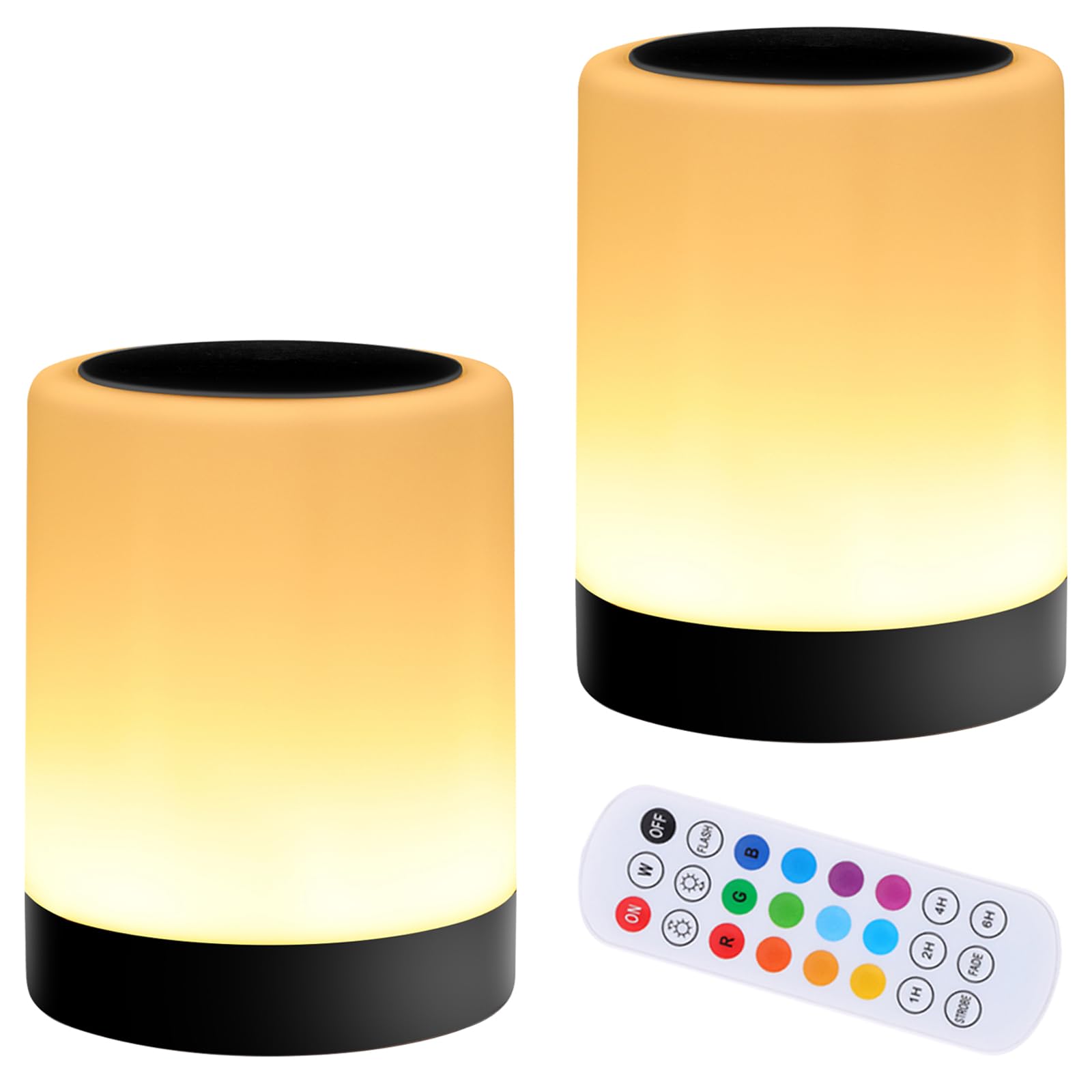 OORUN Touch Bedside Table Lamp, 13 RGB Colors, 5 Brightness Levels, USB Rechargeable, 3.74inD x 3.74inW x 4.8inH