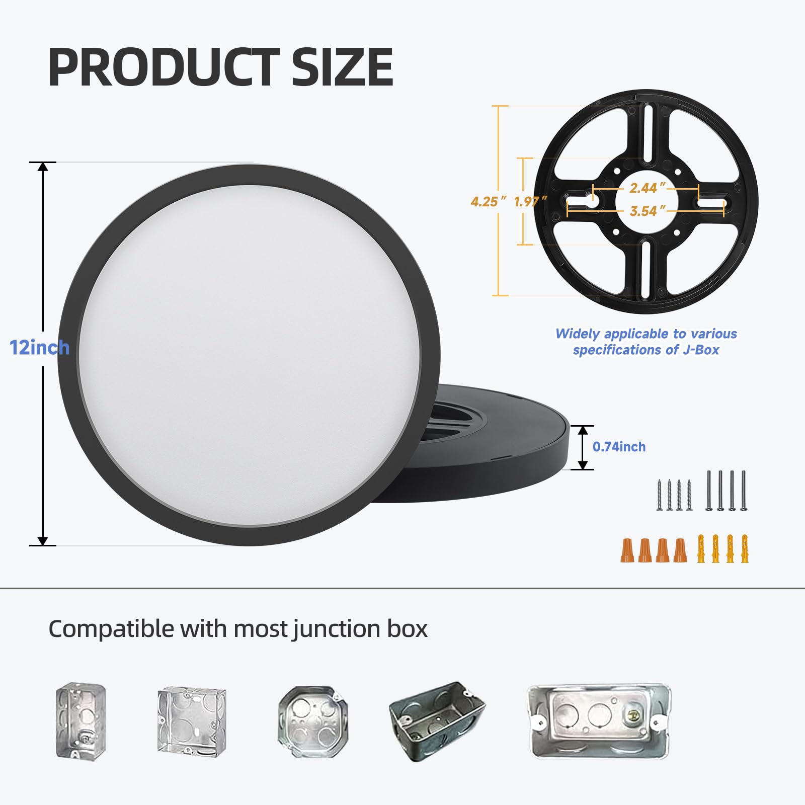 Ecoeler 12Inch Black Led Flush Mount Ceiling Light  5Cct Selectable Surface Mount Flat Panel Light  28W 2400Lm  Dimmable Low Profile Lighting Fixture For Kitchen  Bedroom  Laundry  Etl Listed