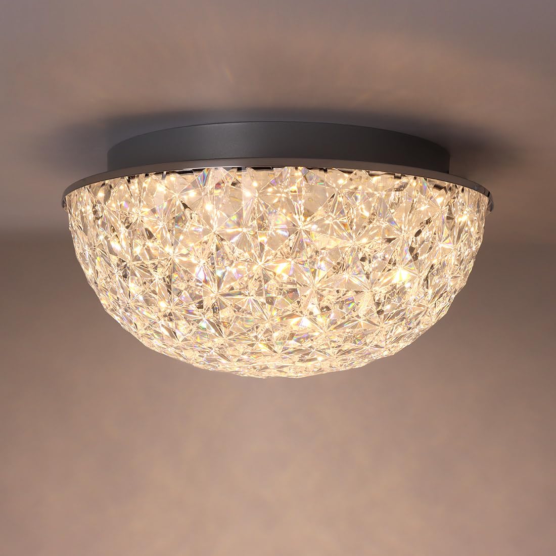 Dakason Led Ceiling Light Fixture Flush Mount, Crystal Chandelier Modern Ceiling Light For Kitchen, Hallway, Living Room, Foyer, Closet, 12In 15W 1640Lm, 3/4/5000K Cct Selectable, Dimmable