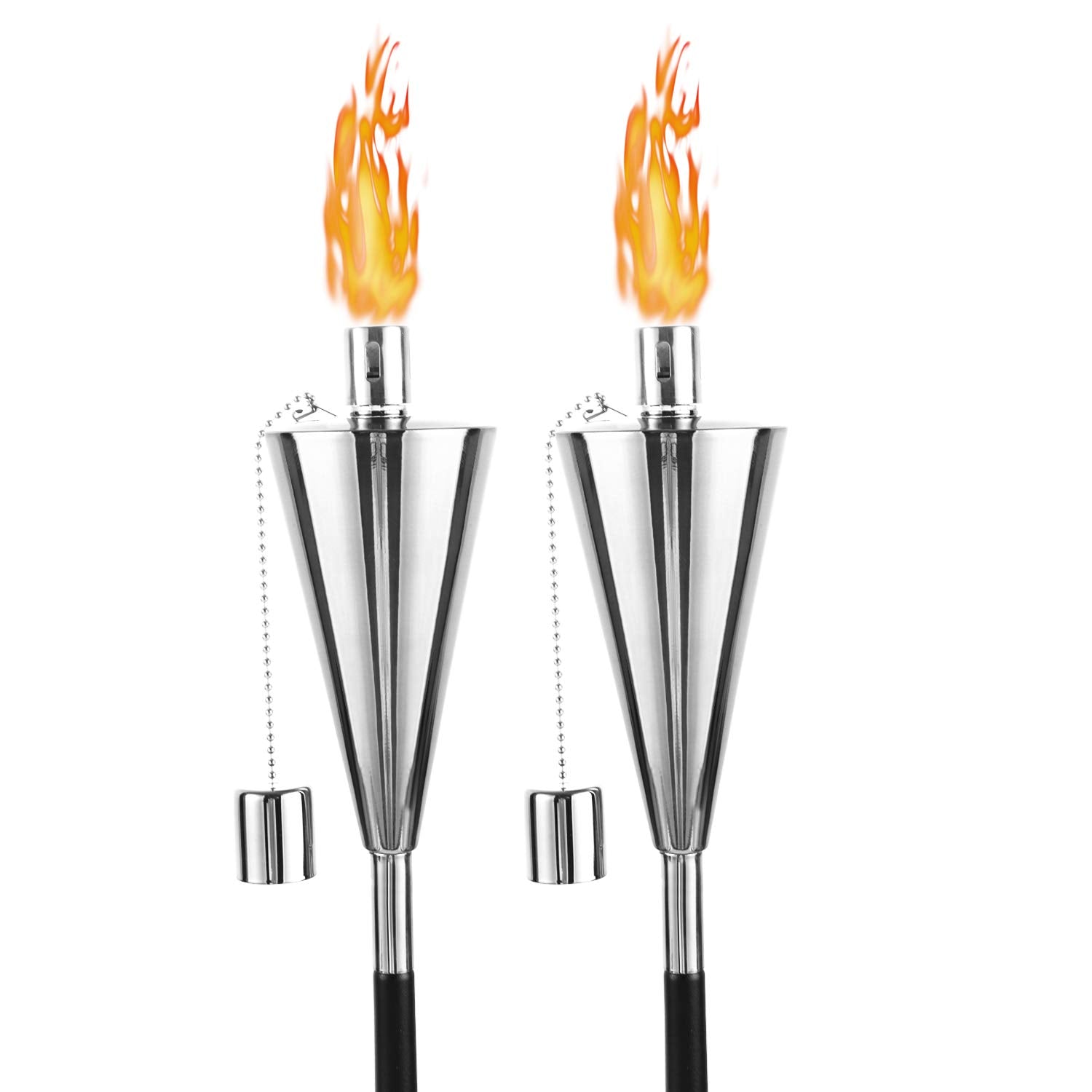 Fab Based Oil Torch Lamp Torch For Patio/Garden/Lawn/Backyard - 55 Inch - Stainless Steel - Fiber Glass Wick - Set Of 2 Pieces-O
