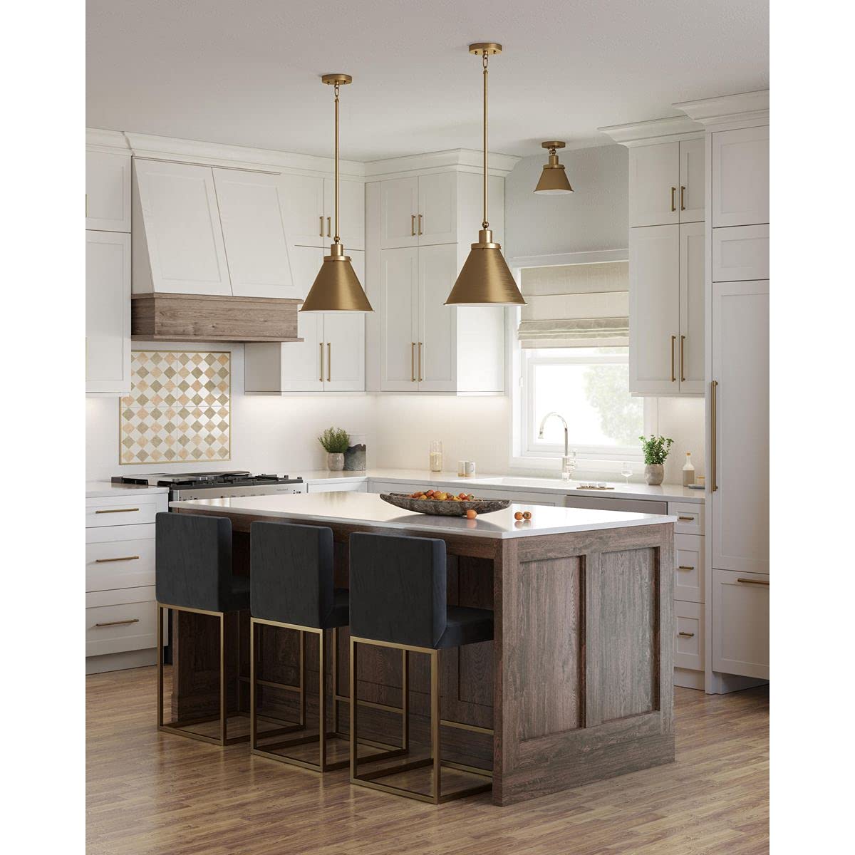 Progress Lighting P350199-163 Transitional One Light Flush Mount From Hinton Collection In Brass Finish, 10.00X8.25X8.25