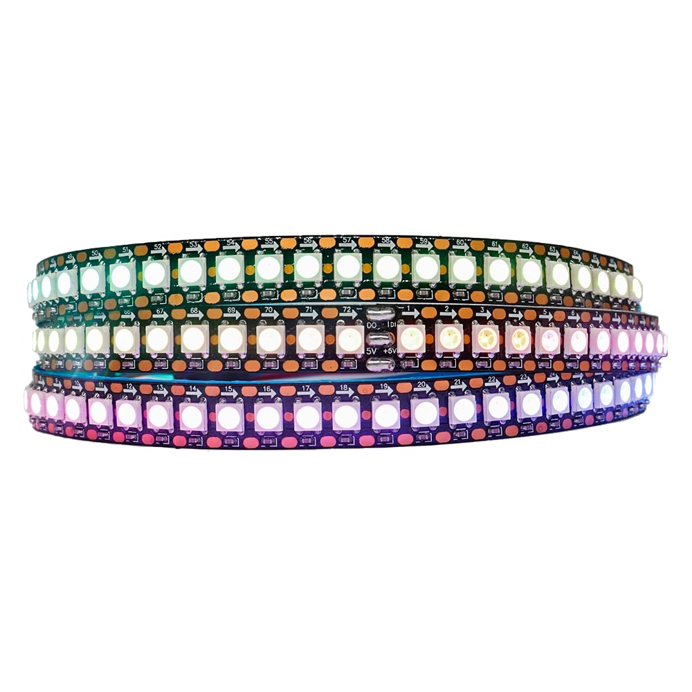 LOAMLIN WS2812B IC RGB 5050SMD ECO Individual Addressable LED Strip Light, 3.2FT 144LED/m Flexible Full Color IP30 DC5V Black PC