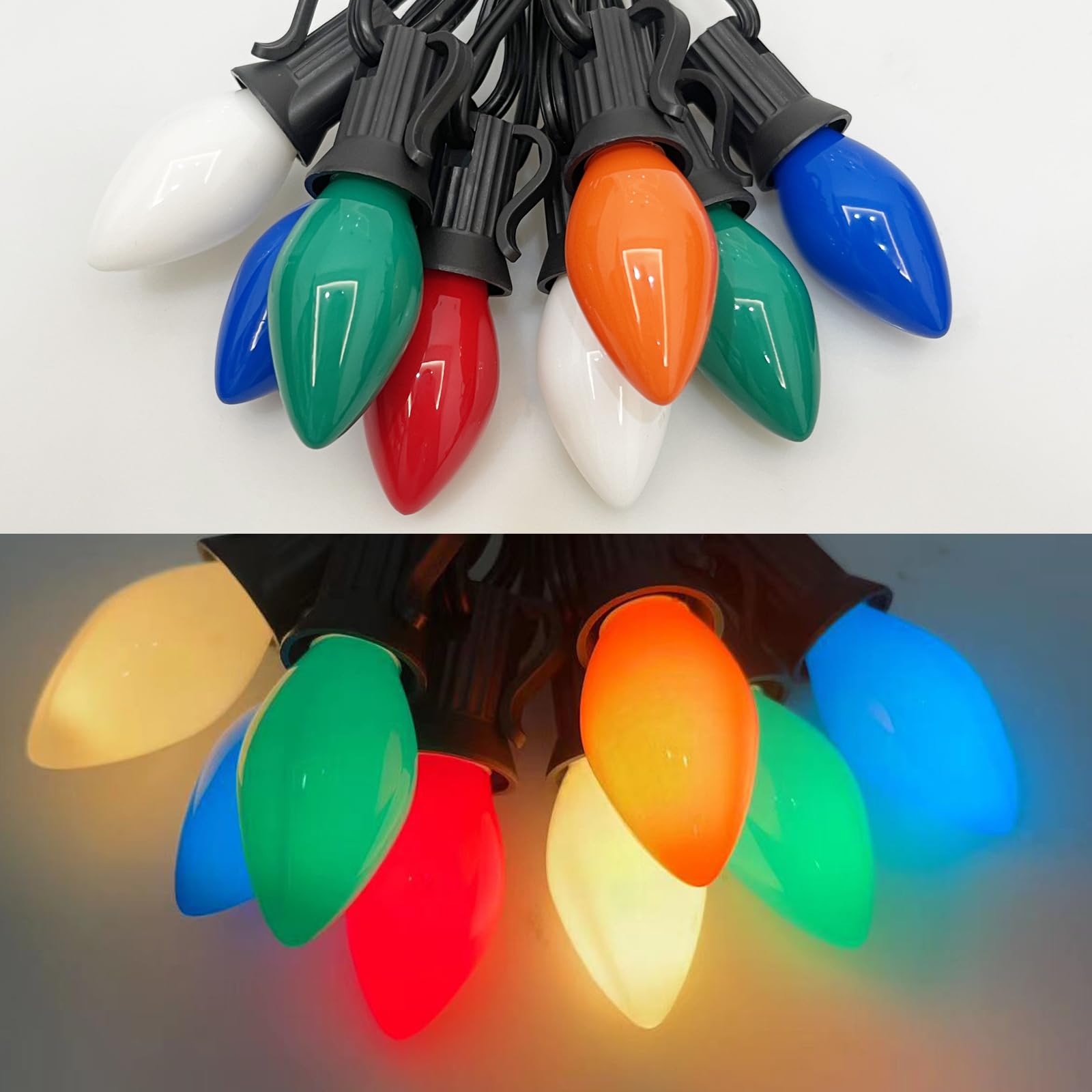 Cbebew C7 Led Christmas Replacement Bulbs  25 Pack C7 Multicolor Led Light Bulbs  Vintage Christmas String Light Bulbs For Indoor Outdoor Backyard Xmas Tree Decor  C7/E12 Candelabra Base