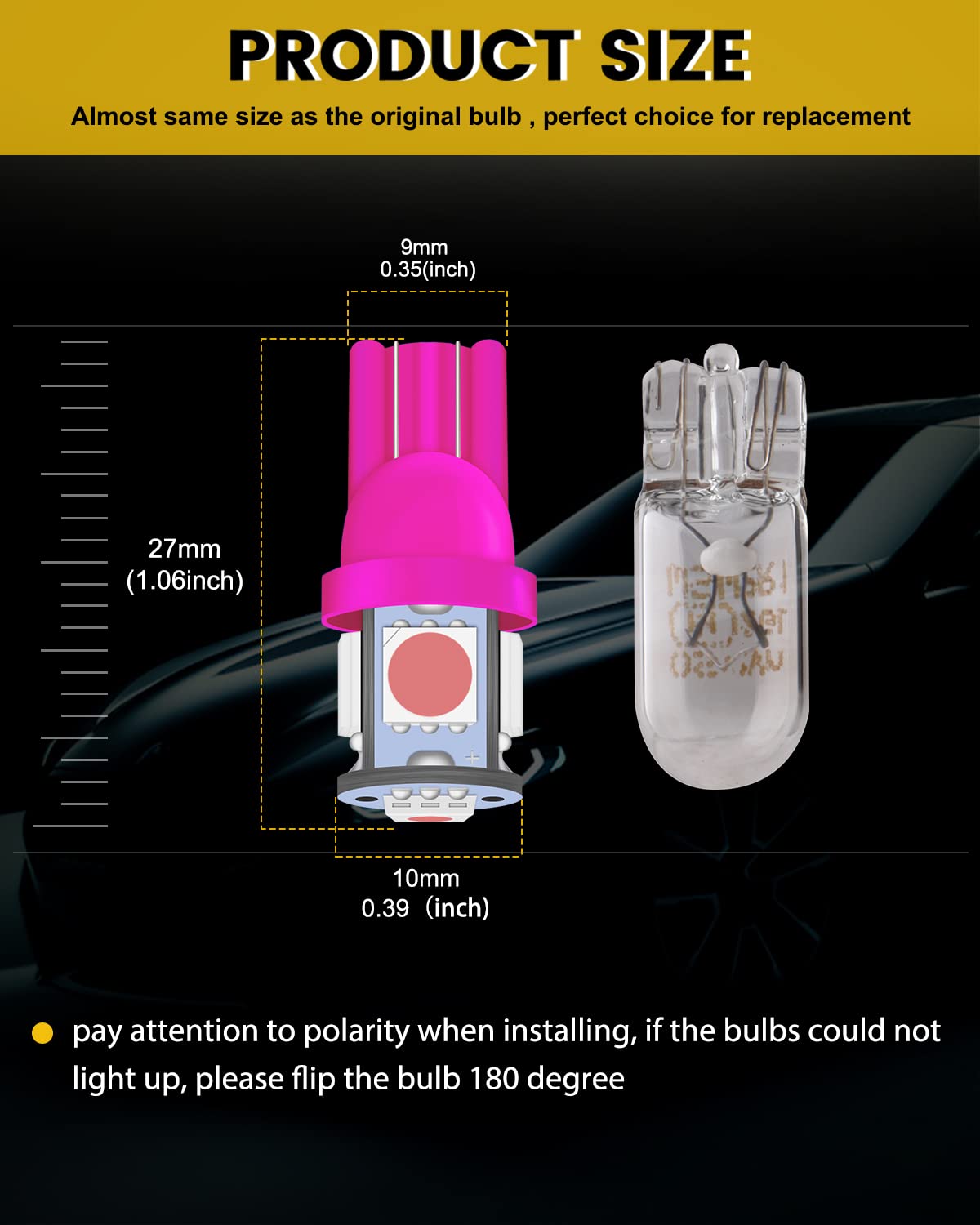 EverBright T10 194 Led Bulb 168 W5W 2825 LED Bulb for Car Interior Lights Dome Map Trunk Light License Plate Light Lamp 5050 5SM