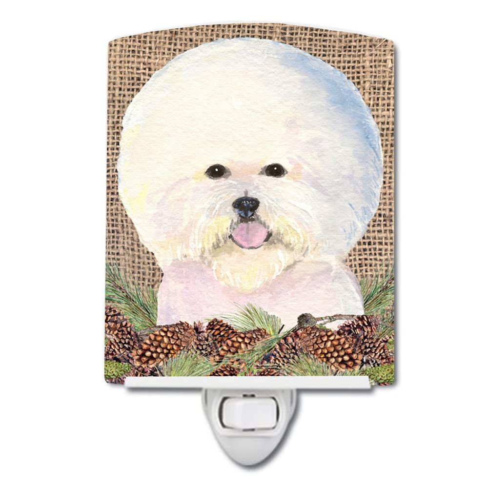 Carolines Treasures Ceramic Night Light, Bichon Frise Design, 6x4x3in, Model SS4106CNL, Ideal for Bedroom, Bathroom, Nursery, Multicolor