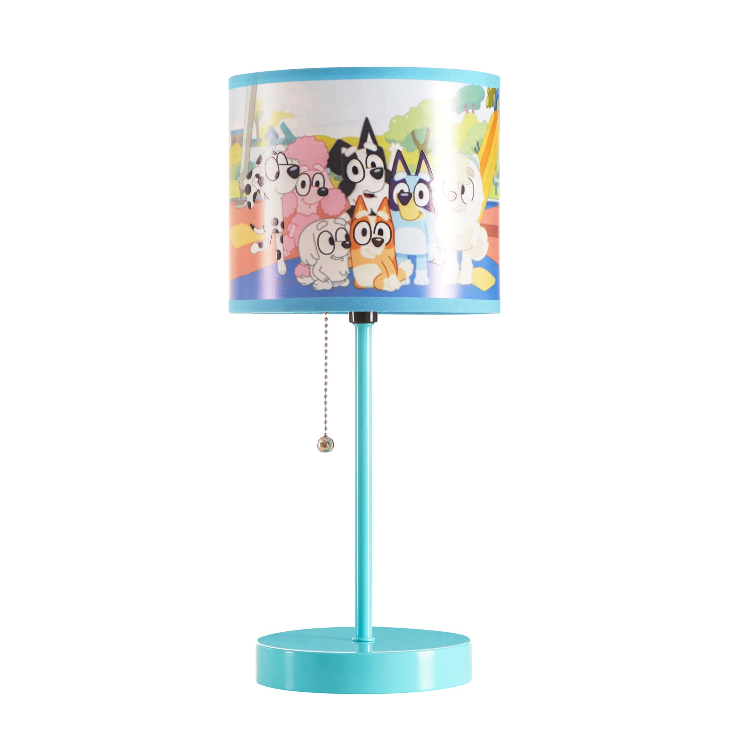 Idea Nuova Bluey Table Lamp - Kids Stick Lamp With Printed Shade, Pull Chain, Plastic, Bedroom & Nursery Lighting, Model Nk504018