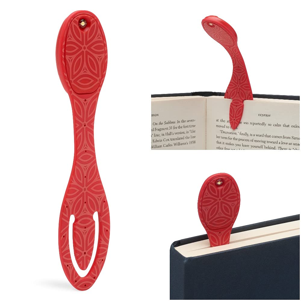 Gifts for Readers & Writers Flexilight Bookmark Reading Light | LED Clip On Lamp | Battery Operated | Red