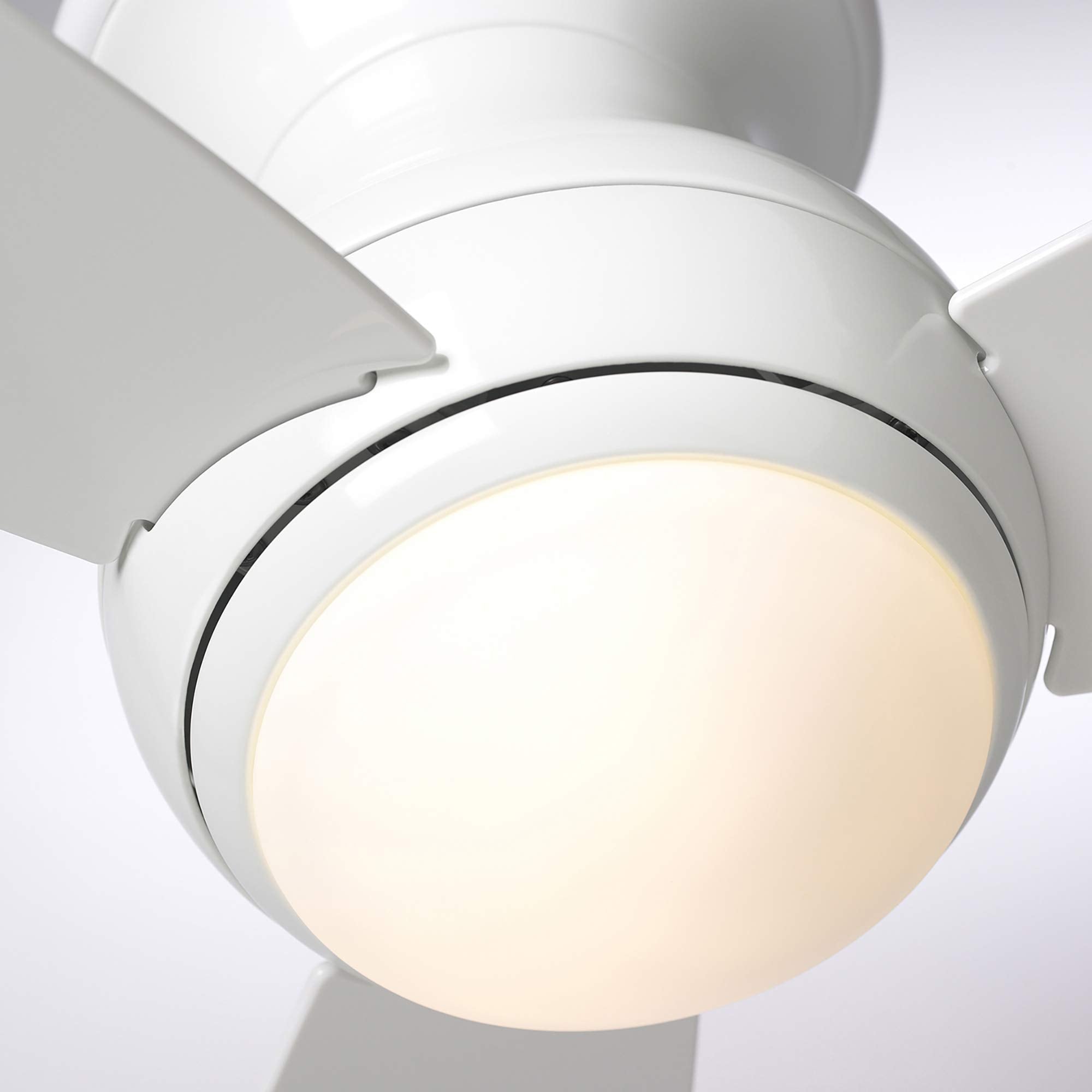 Luminance Kathy Ireland Home Curva Sky Led Outdoor Ceiling Fan With Light Kit, 52 Inch | Modern Flush Mount Fixture With Weather Resistant Blades | Dimmable With Remote Control, Appliance White