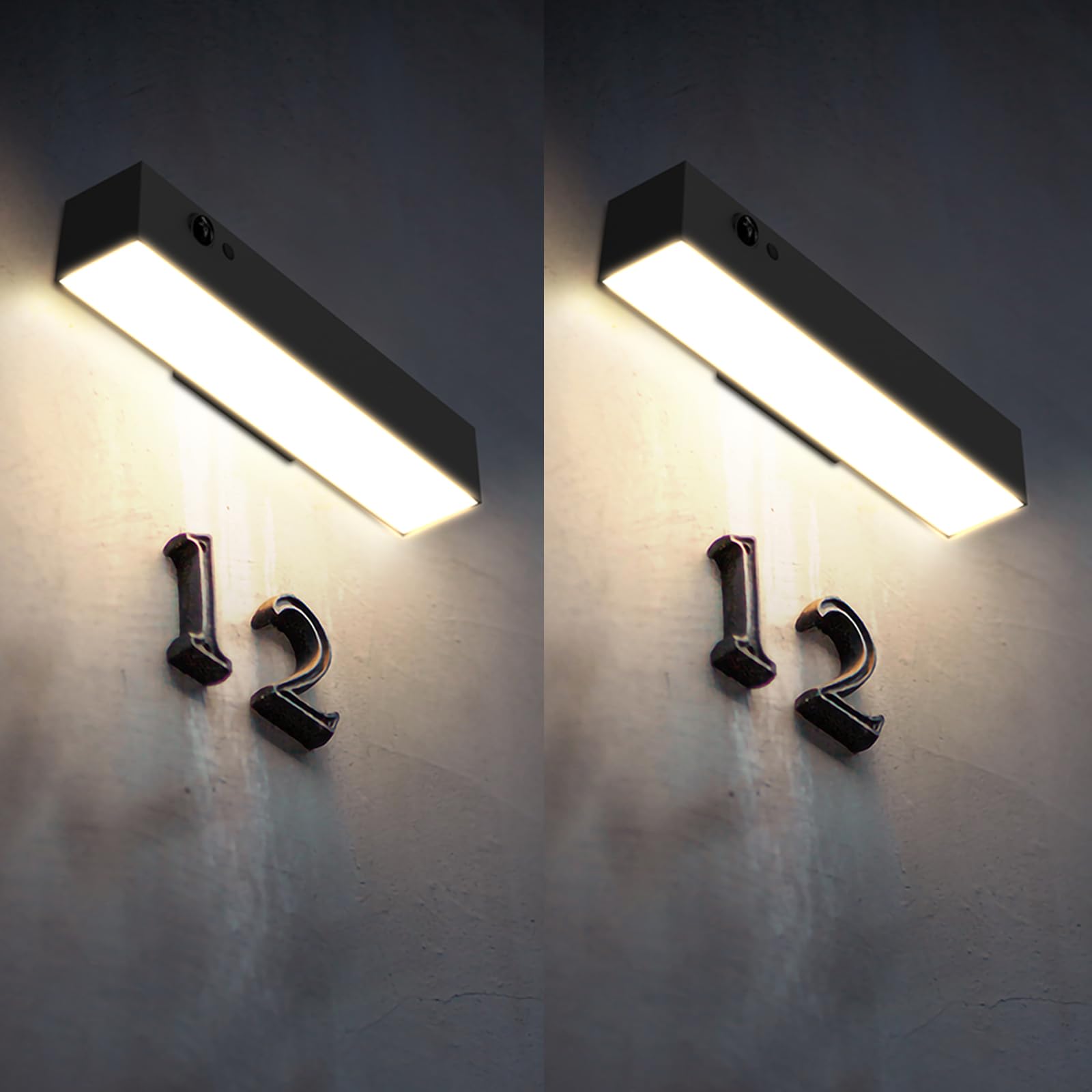 SOTTLOT Solar Wall Lights Outdoor Waterproof, 2Pcs LED Dusk to Dawn Solar Lights for House Number, 4000K 1000LM Motion Sensor So