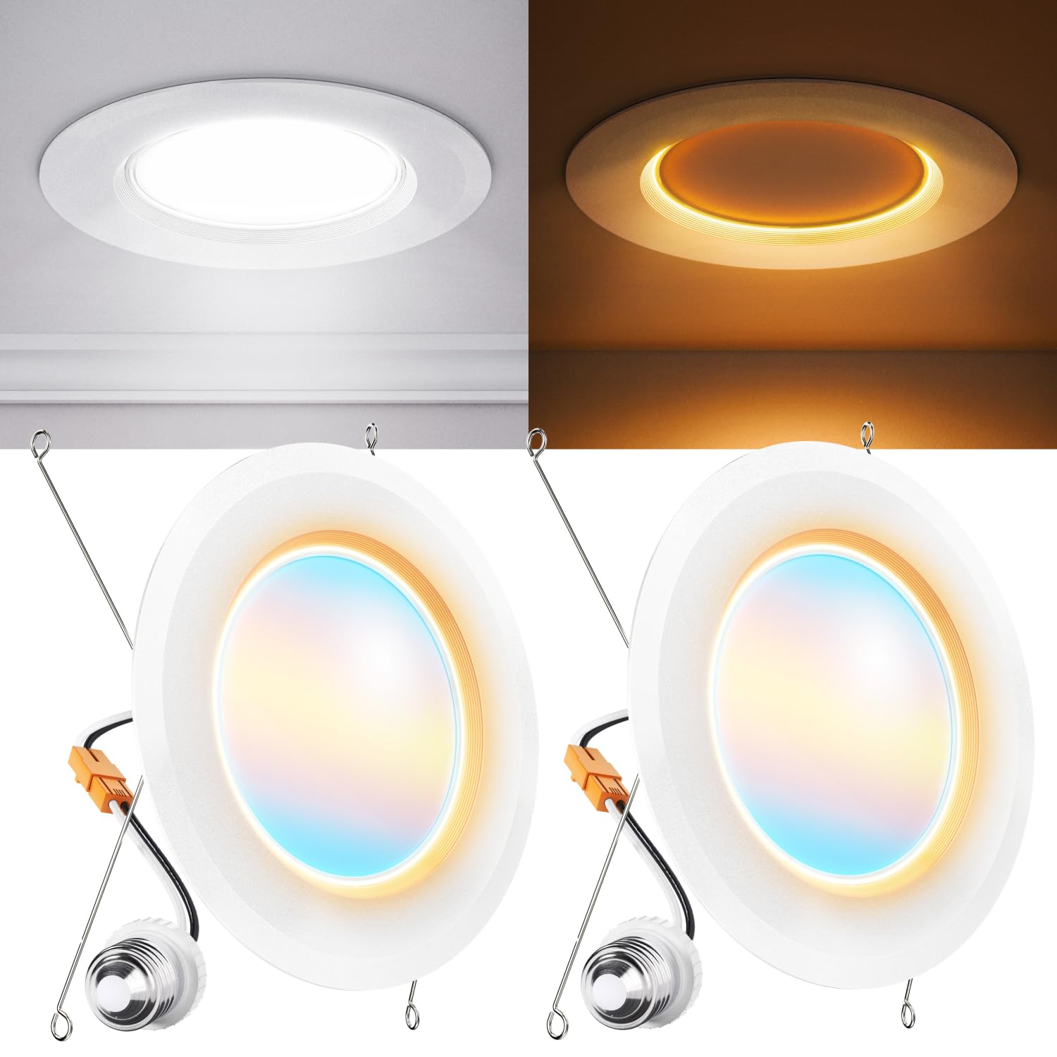 Sunco 6 Inch Recessed Light with Night Light, LED Can Lights Retrofit Lighting, 1000 LM, 12W, Selectable CCT 2700K/3000K/4000K/5