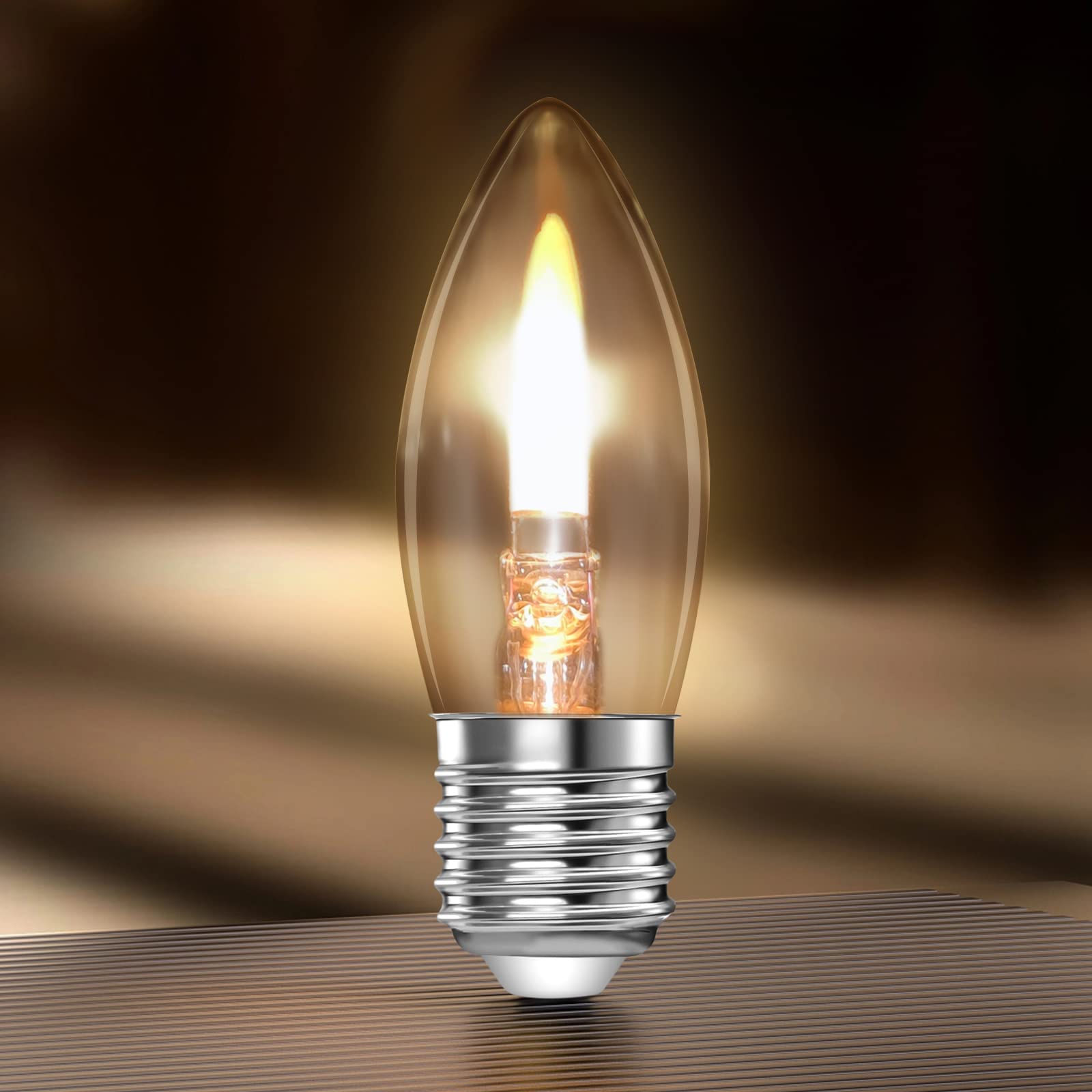 B11 Led Flame Light Bulb, 2 Modes Flickering Light Bulb,2W 1800K 40Lm E26 Chandelier Base Candle Fire Light Bulb For Halloween Christmas Party Porch Indoor & Outdoor Home Decoration (C35E26, 1, Count)
