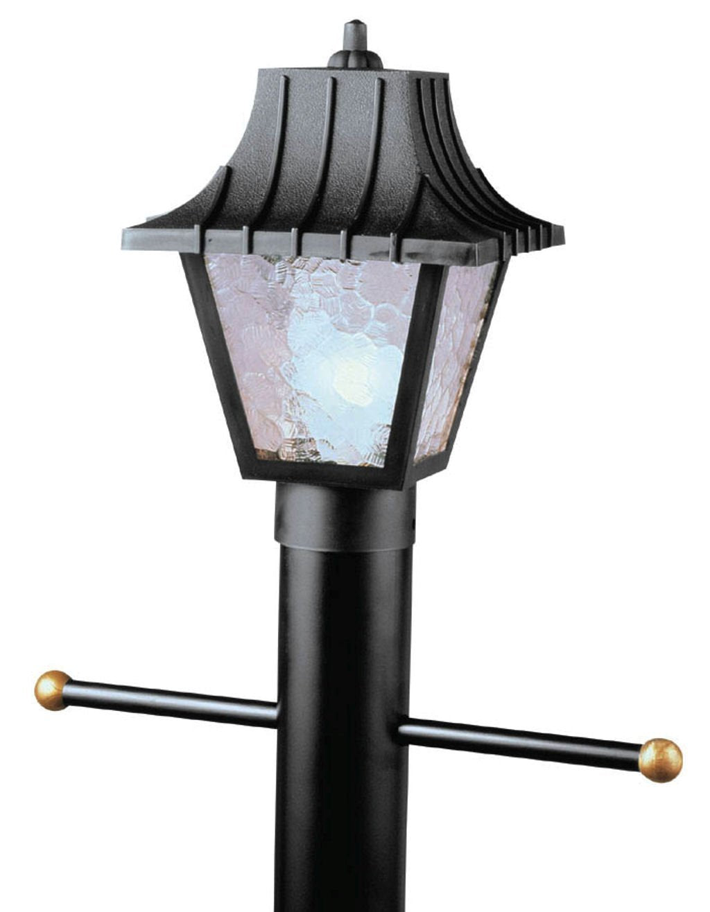 Westinghouse 6687500 One-Light Hi-Impact Polycarbonate Post-Top Exterior Lantern, Black Finish with Clear Textured Acrylic Panels