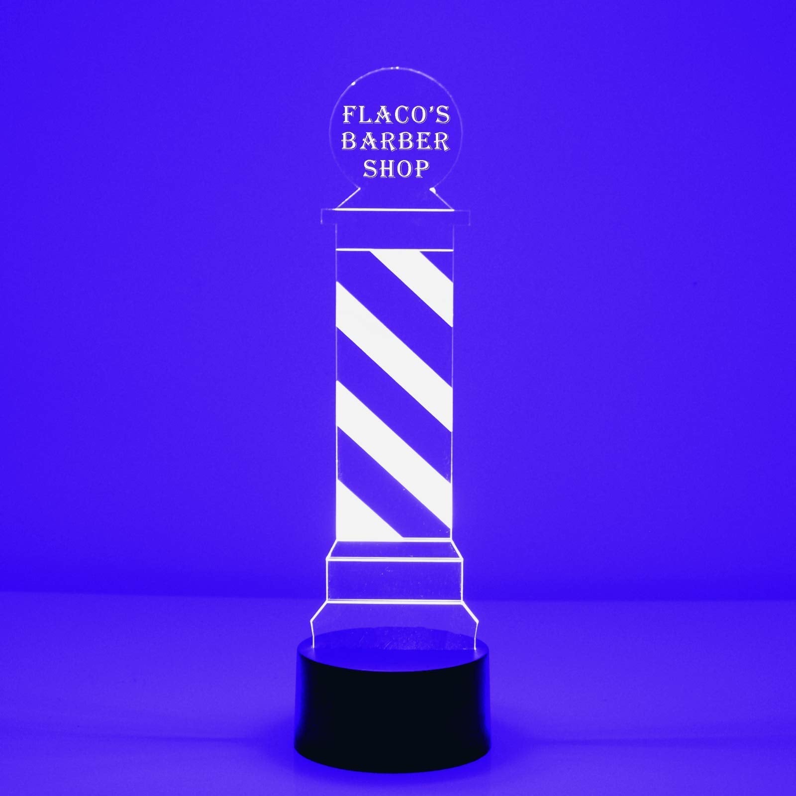 Custom Barbershop Barber Pole LED Sign Night Light Lamp with Remote, Light Up Display with Personalized Name or Image, Customize