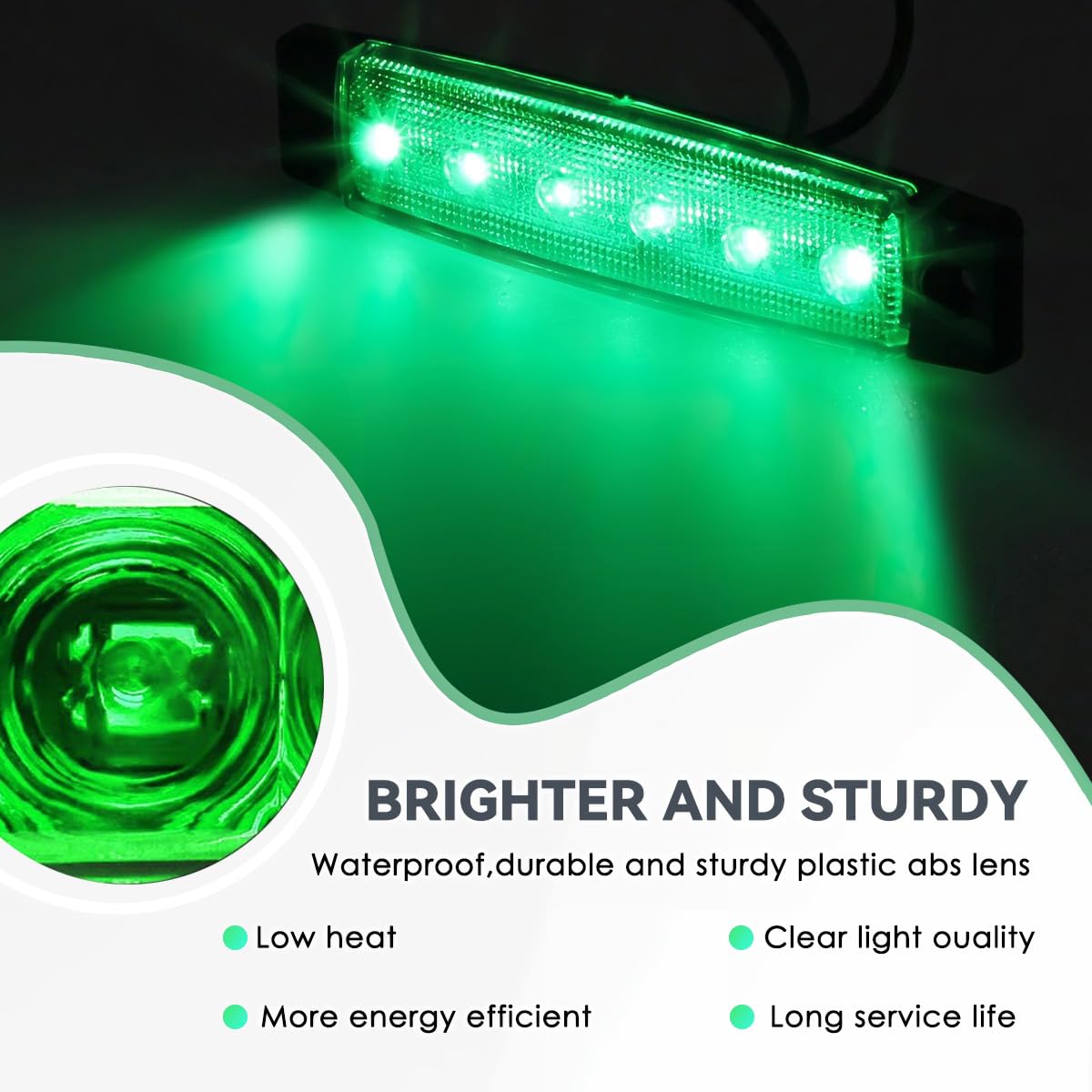 TZnponr Marine Boat Lights - 10PCS Green 12V Waterproof Cockpit Navigation Lighting for Yacht, Fishing, Sailboat, Kayak, Pontoon Boat