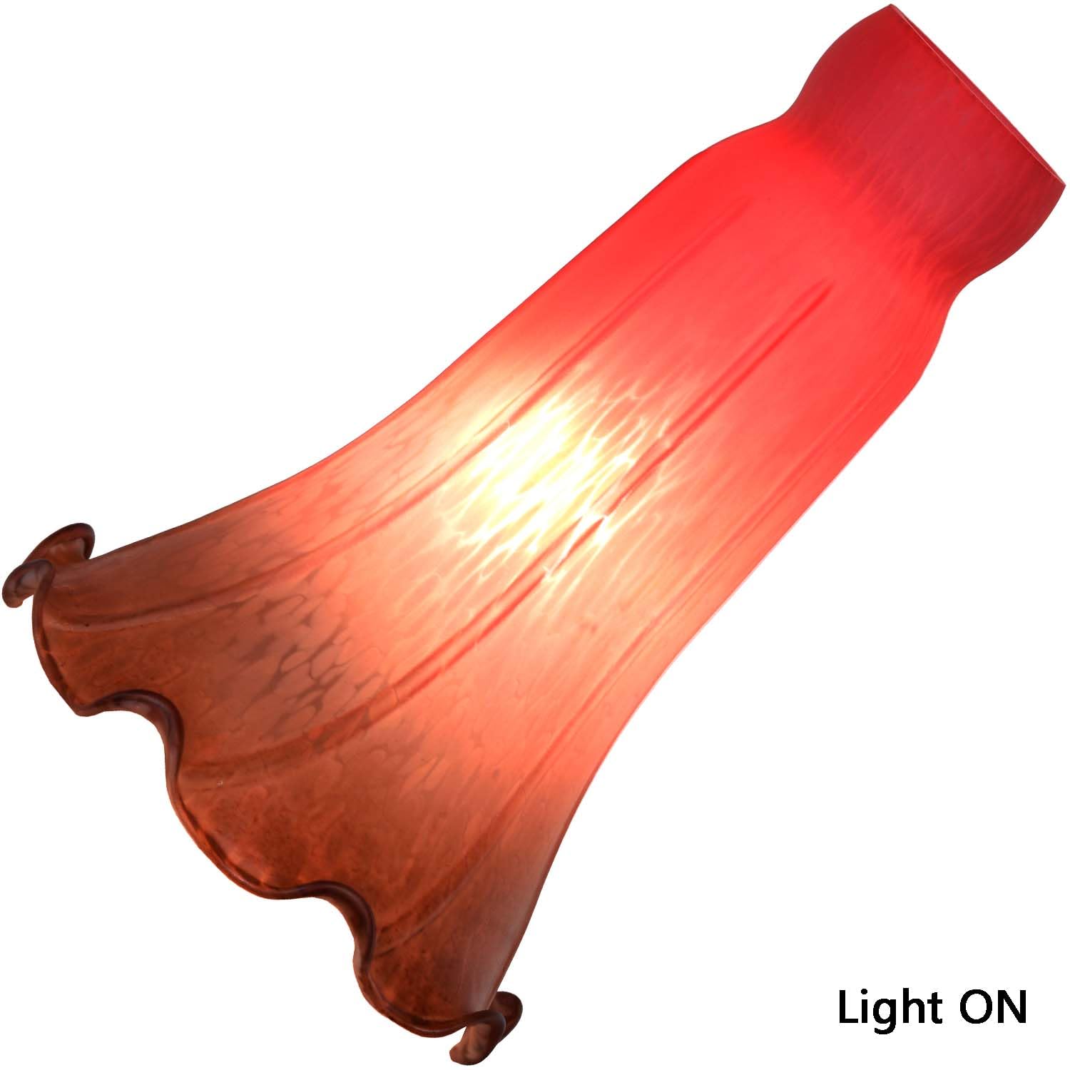 Bieye Lily Flower Blown Glass Lampshade, Large Red Brown, I.D. 1.26" x O.D. 1.5", Model LILYSHADE