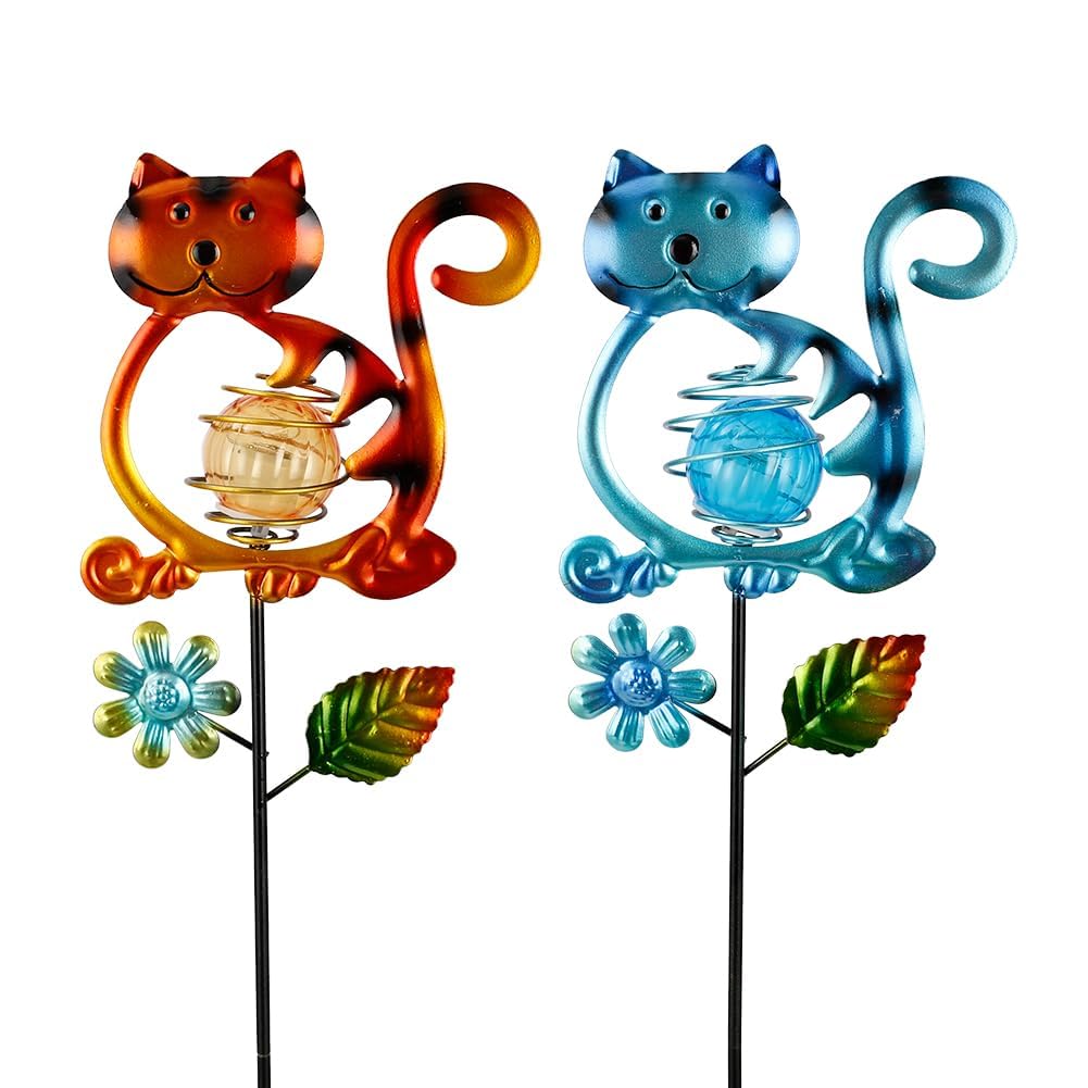SATHGA Solar Garden Lights Outdoor Decor,26.4''H Cat Figurine Lights,Waterproof Decorative Garden Stakes for Lawn Patio Pathway,