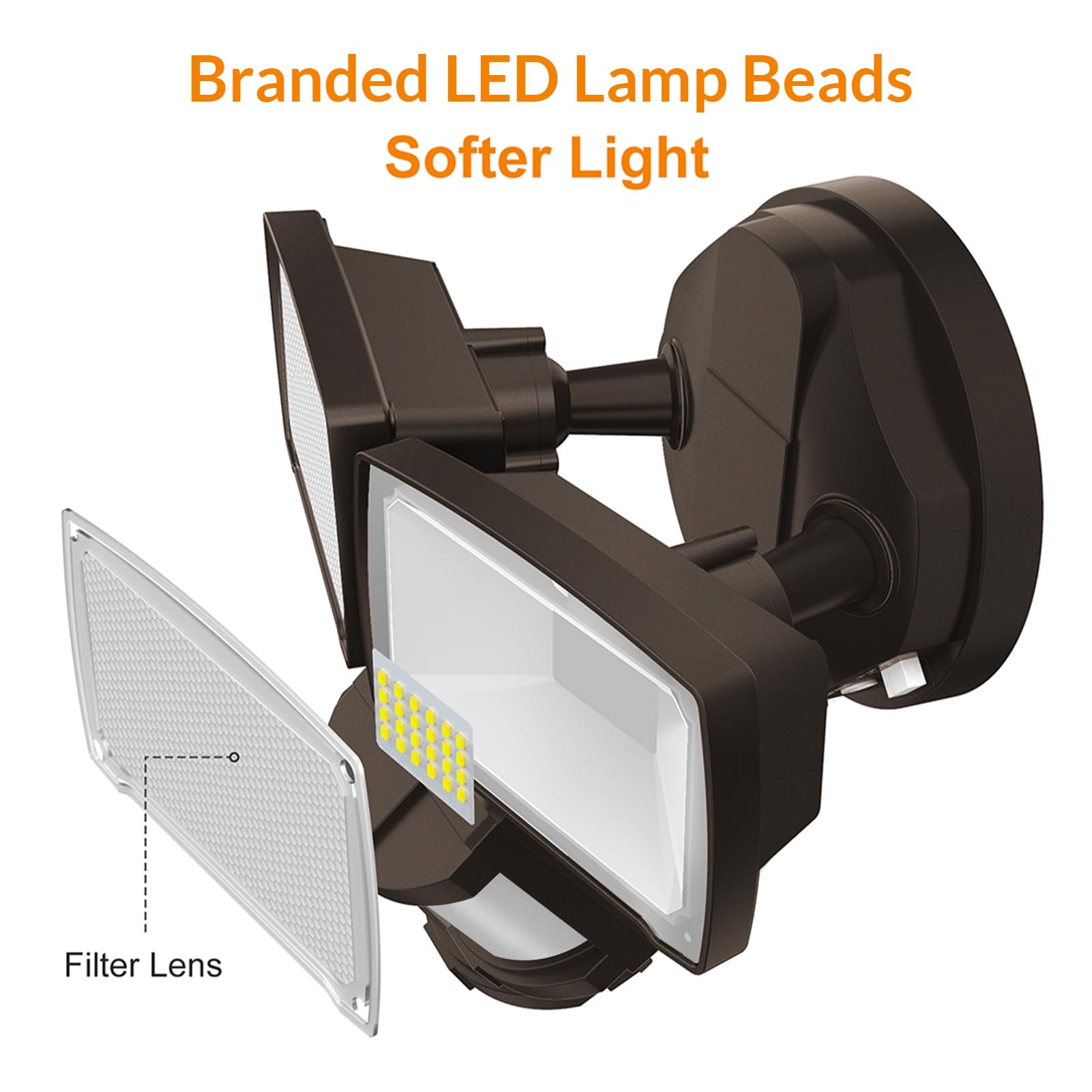 LEPOWER Solar Security Lights - 1000LM Motion Sensor Flood Lights, 5500K, IP65 Waterproof, Brown, Model YY01C-BR