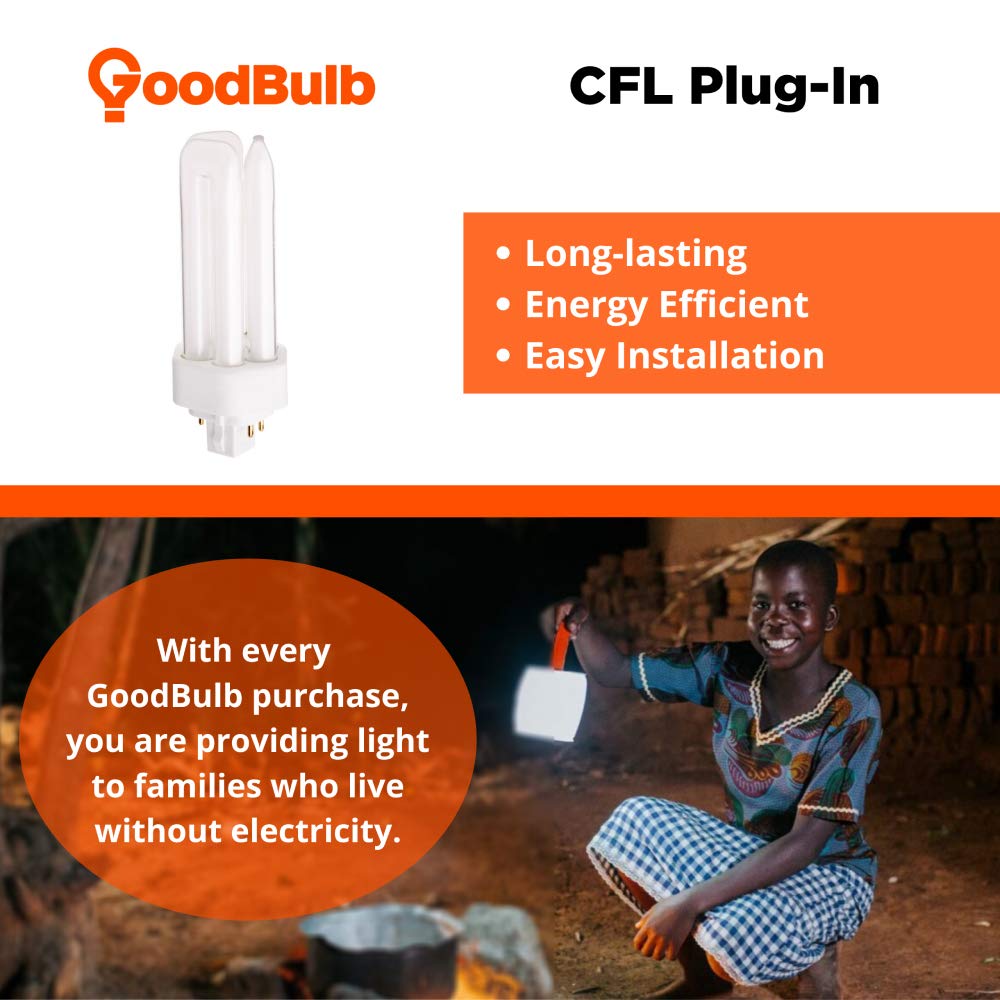 Goodbulb 26 Watt Cfl Light Bulbs 4 Pin Gx24Q-3 Base 5000K Daylight 26W High Output 1800 Lumens Triple Tube Compact Fluorescent Light Bulbs Plug-In Car Dealership Lighting 10 Pack