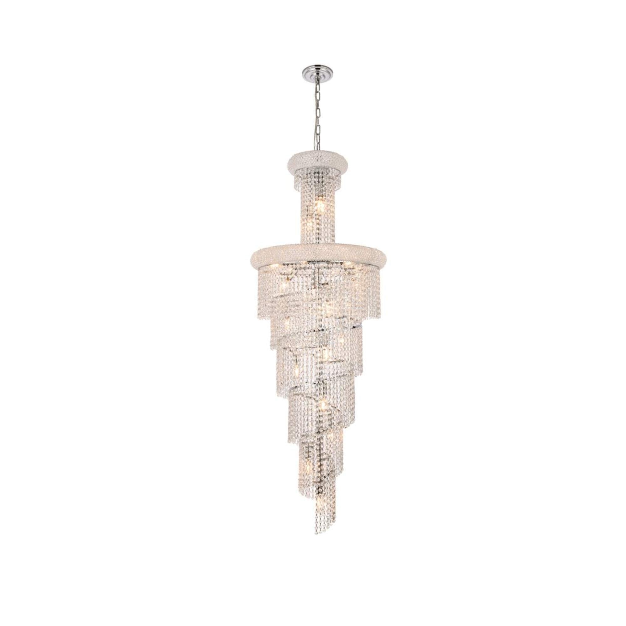Elegant Lighting 1800SR22C/RC 22-Light Crystal Chandelier, Five-Tier, Chrome Finish, 22in x 60in