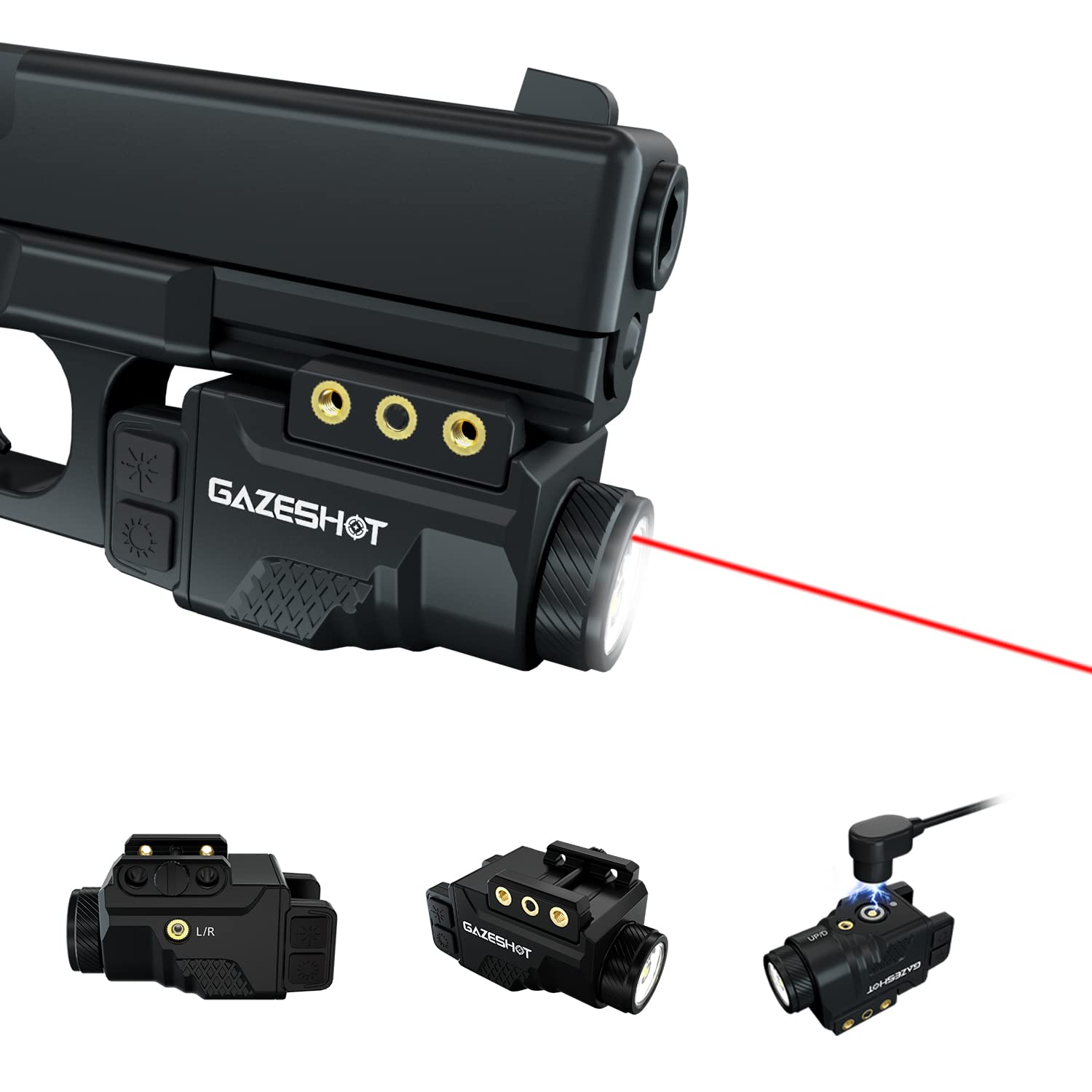 GAZESHOT Mini 700 Lumen Handheld Toy Light Laser Combo Weapon Light Tactical Flashlights  Magnetic USB Rechargeable with Red Beam Sight and Strobe Mode for GL and Picatinny Rail