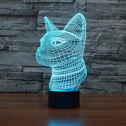 Superniudb 3D Cat Night Light Acrylic 3D Led Usb 7 Color Change Led Table Lamp Xmas Toy Gift