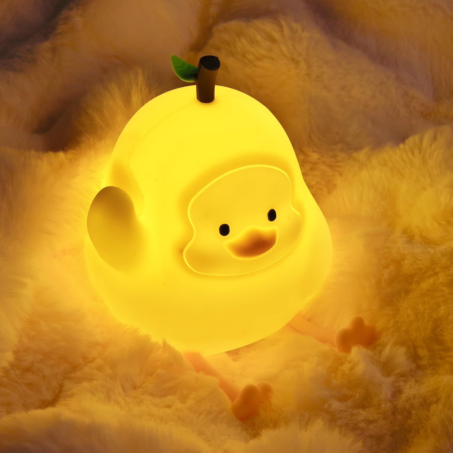 loatme Night Light for Kids, Rechargeable Silicone LED, Dimmable, Auto-Off, Yellow Duck