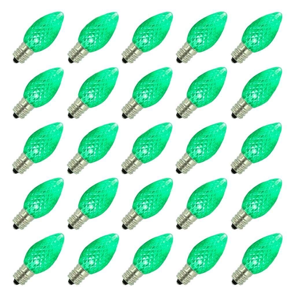 Vickerman 647004-0.96 watt 120 Volt C7 Lime Twinkle LED Light Bulb (25 Pack) Christmas Light Bulbs (XLEDC7E-25)