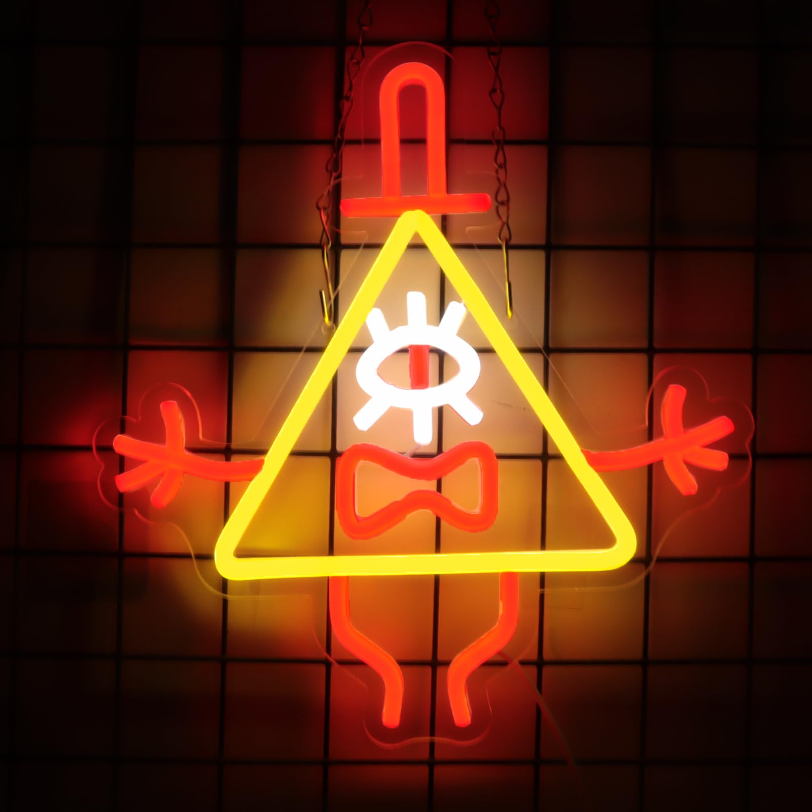 ASDGGBL Neon Sign - Gravity Neon Falls - Yellow Triangle Monster - Acrylic Wall Decoration for Home, Bar, Cafe, Office
