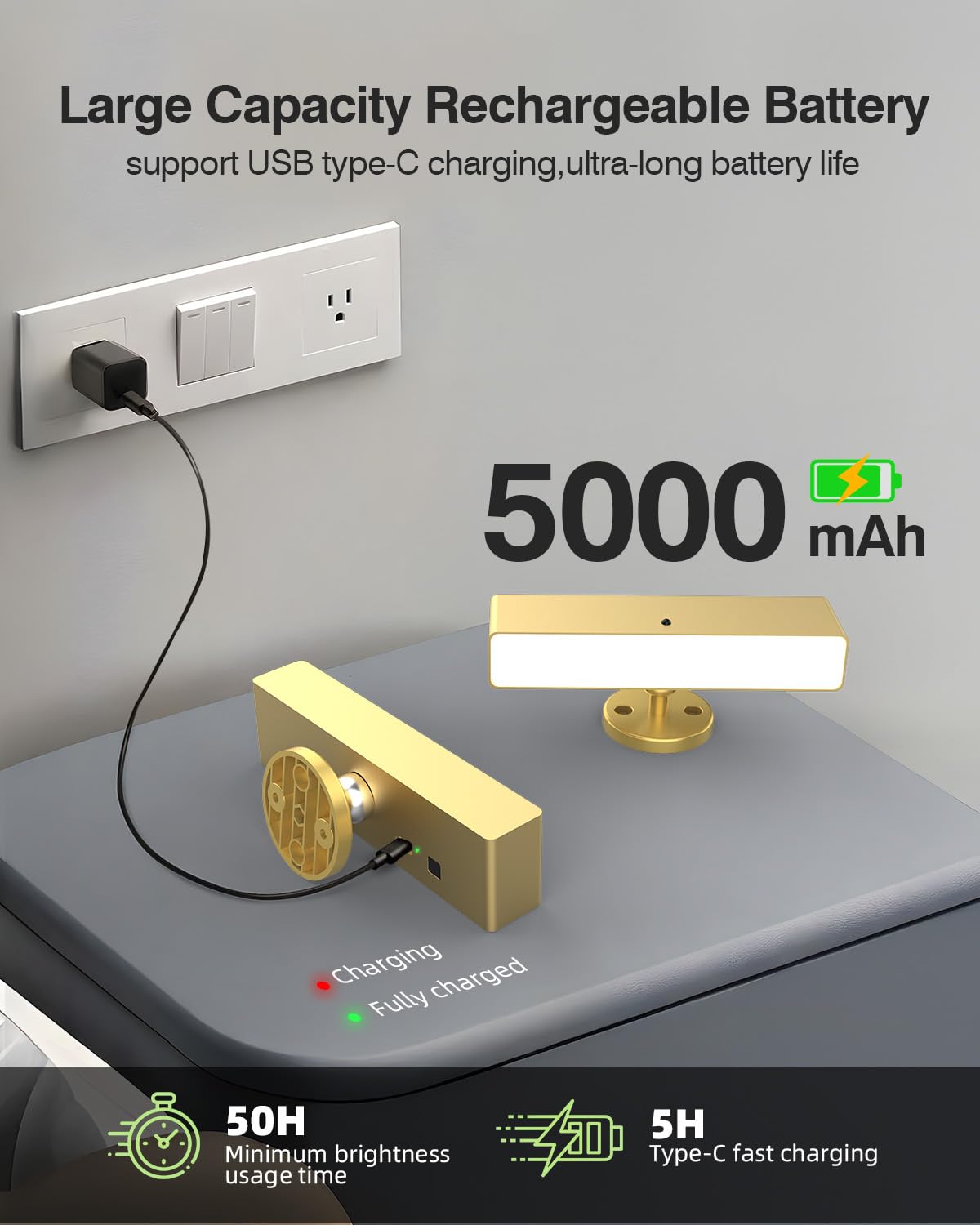 Battery Powered Wall Sconce Lights Set Of Two: Gold Rechargeable Wall Lights With Remote  Wireless Led Wall Mounted Lights  360?Rotation Magnetic Cordless Scone Lighting For Bedroom Living Room