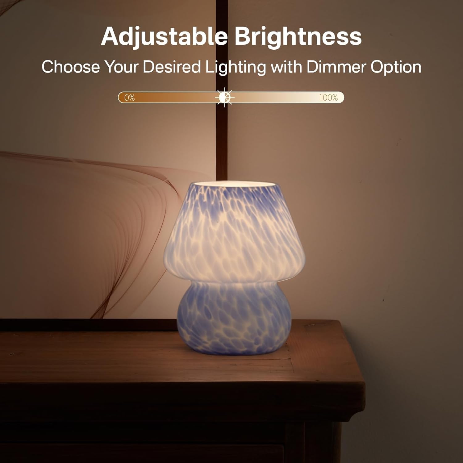 Dawnwake Mushroom Lamp Table Lamp, Small, Ceramic, Ocean Blue, Model DAWN-001, Modern Mid Century Aesthetic Decor for Bedroom and Living Room
