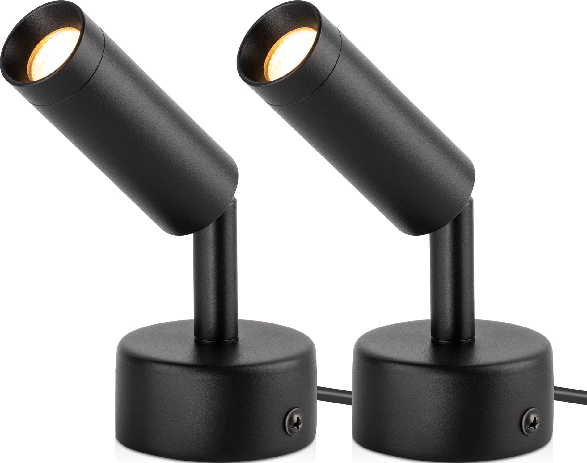 Urtom 2 Pack Indoor Spotlight Led Up Lights For Plant 120V Floor Spot Lights Accent Light Indoor Uplighting Warm White Spotlight Lamp Accent Lighting Led Uplight, 5.9 Ft Plug Cord With Foot Switch