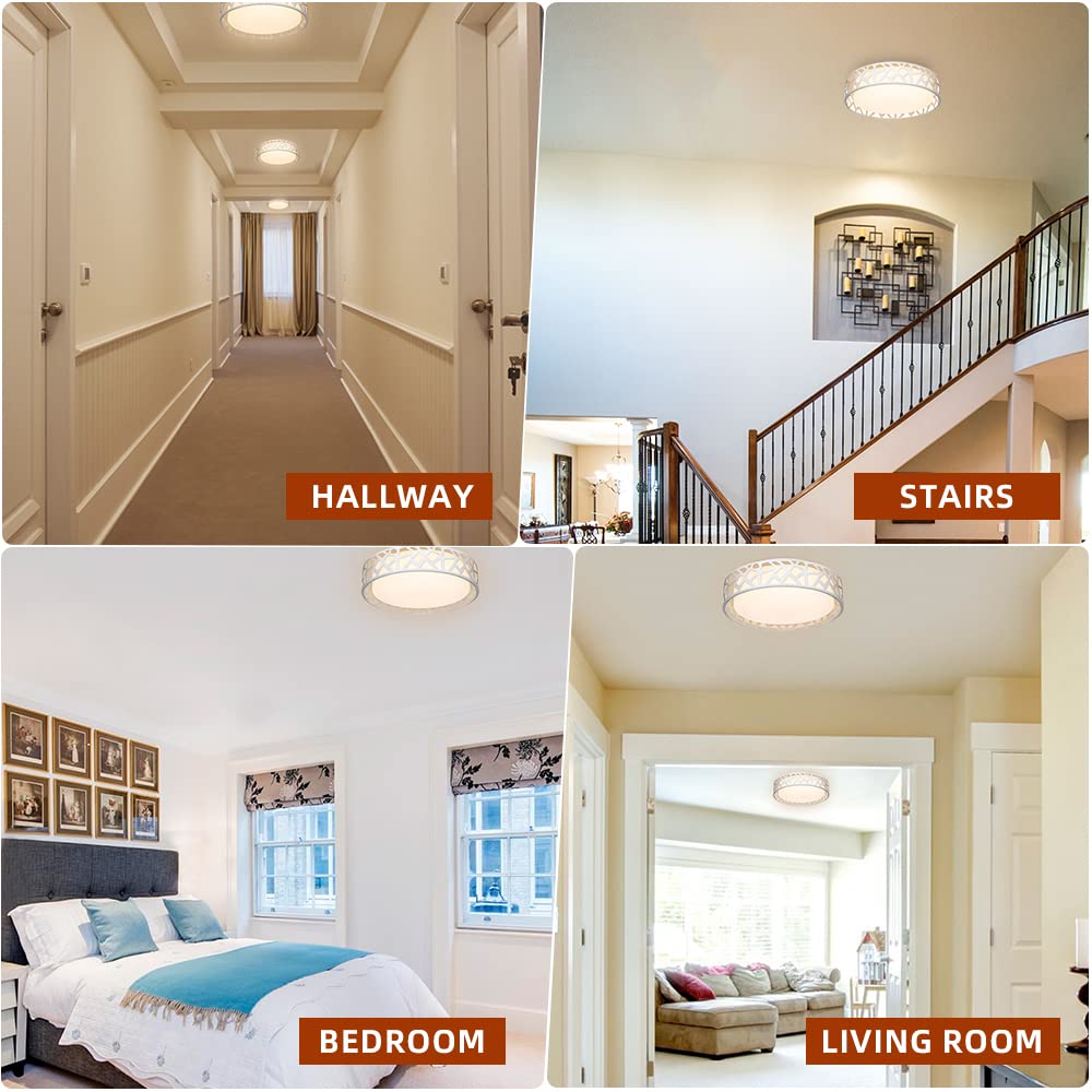 Vicnie 12&quot; Dimmable Flush Mount Ceiling Lights, 15W 1100 Lumens, 3000K