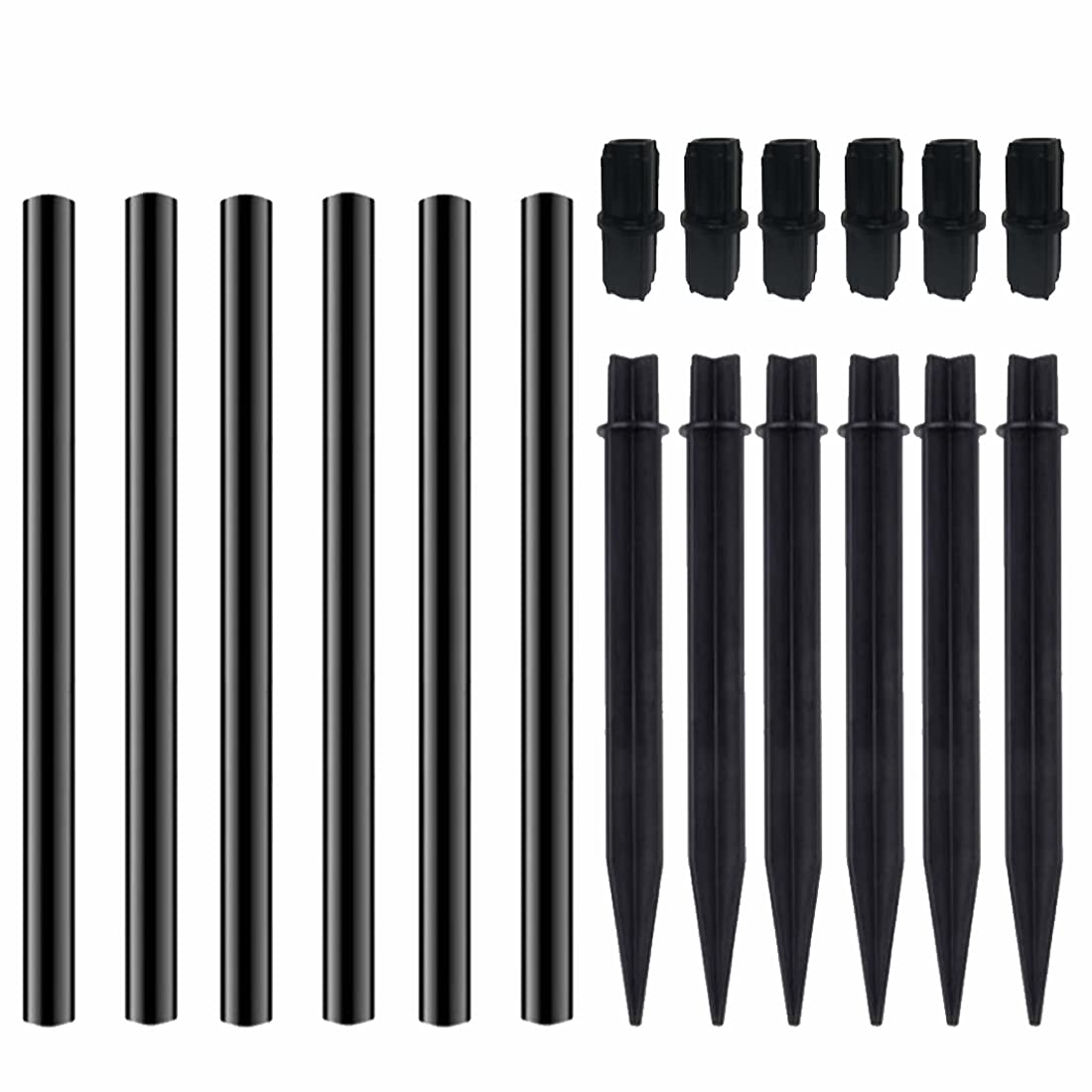 Flame Lamp Extension, Ground Stake And Joint Connector Kit To Make Solar Flashlight Torch Taller, 6 Sets