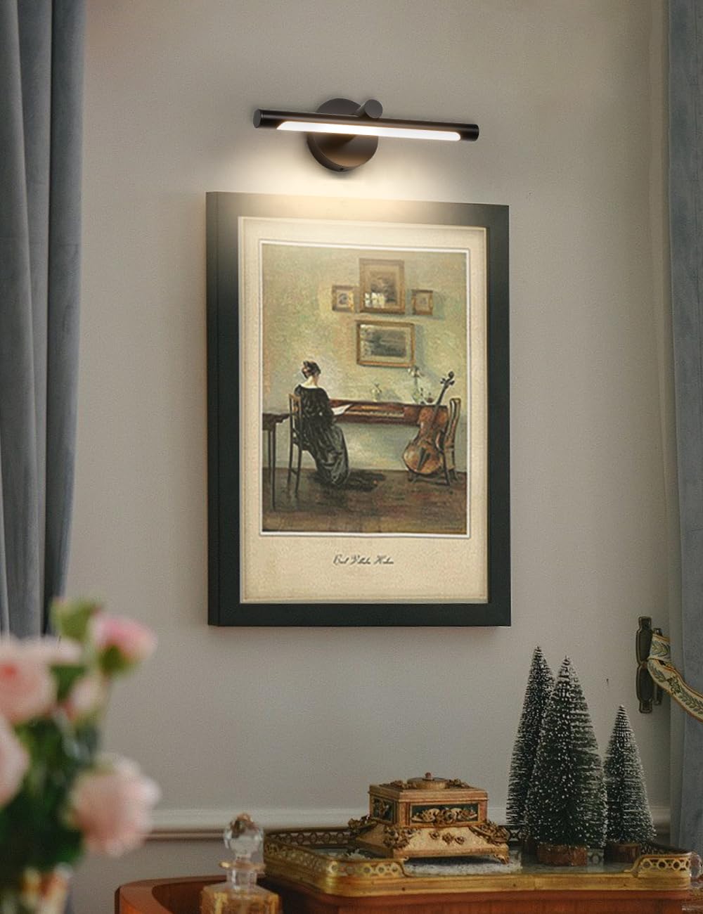 JUSHENG Black Picture Light Dimmable LED Gallery Light 16.34in Metal 3000K Model 9050