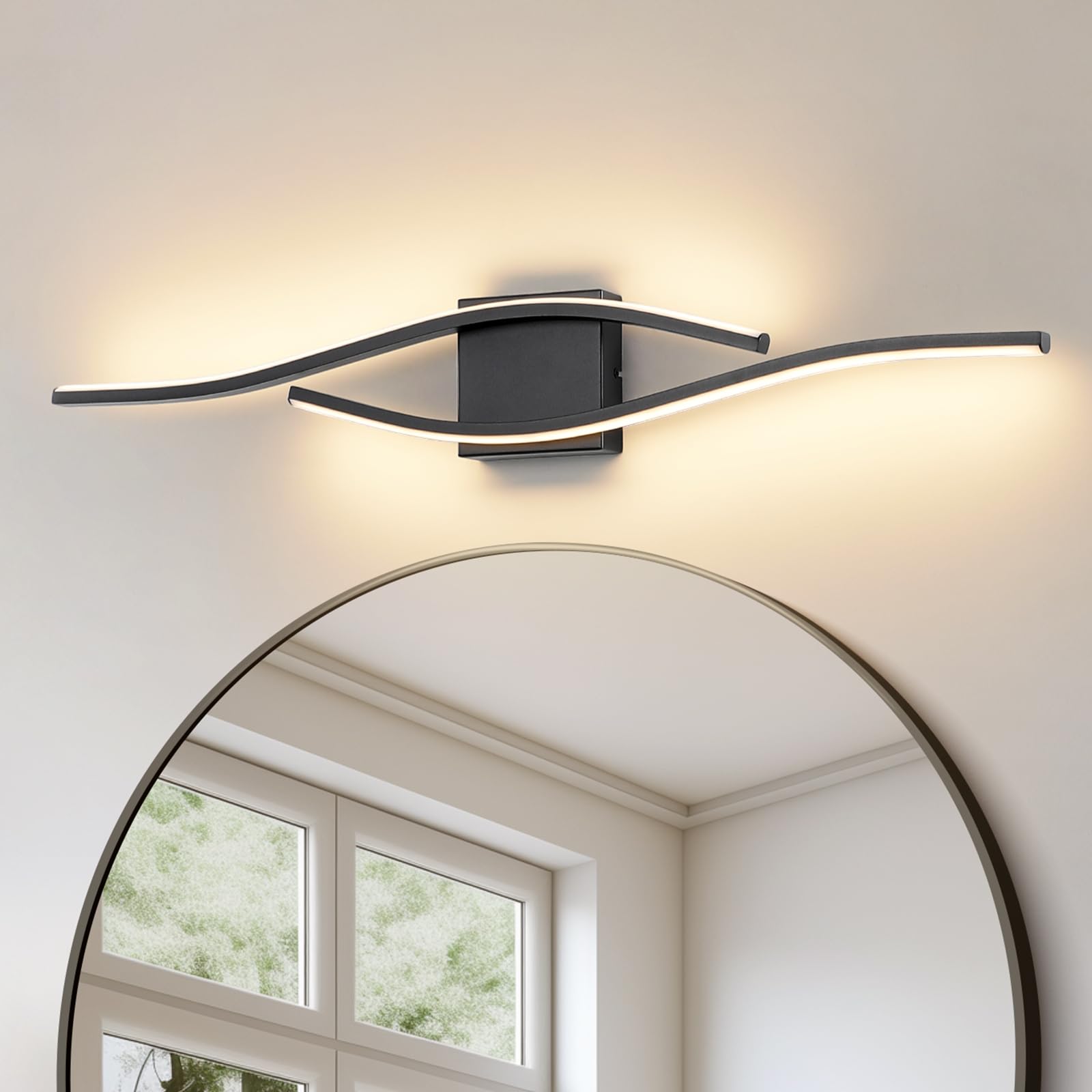 Joossnwell Bathroom Vanity Light Bar 31.5 Inch Black Dimmable Aluminum Wall Lamp Model 3217
