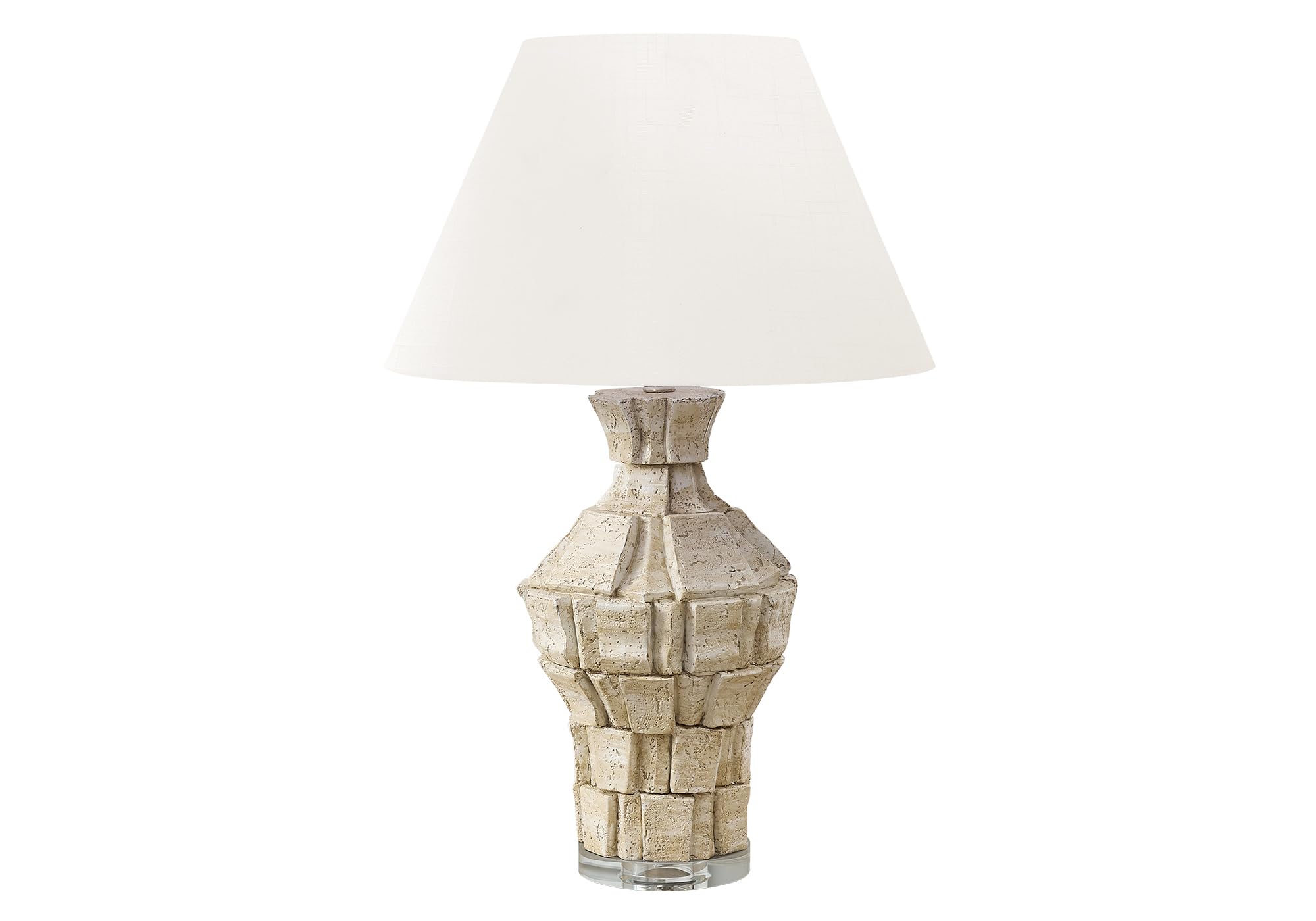 Monarch Specialties Table Lamp I 9934, 28in H, Beige Resin, Ivory Shade