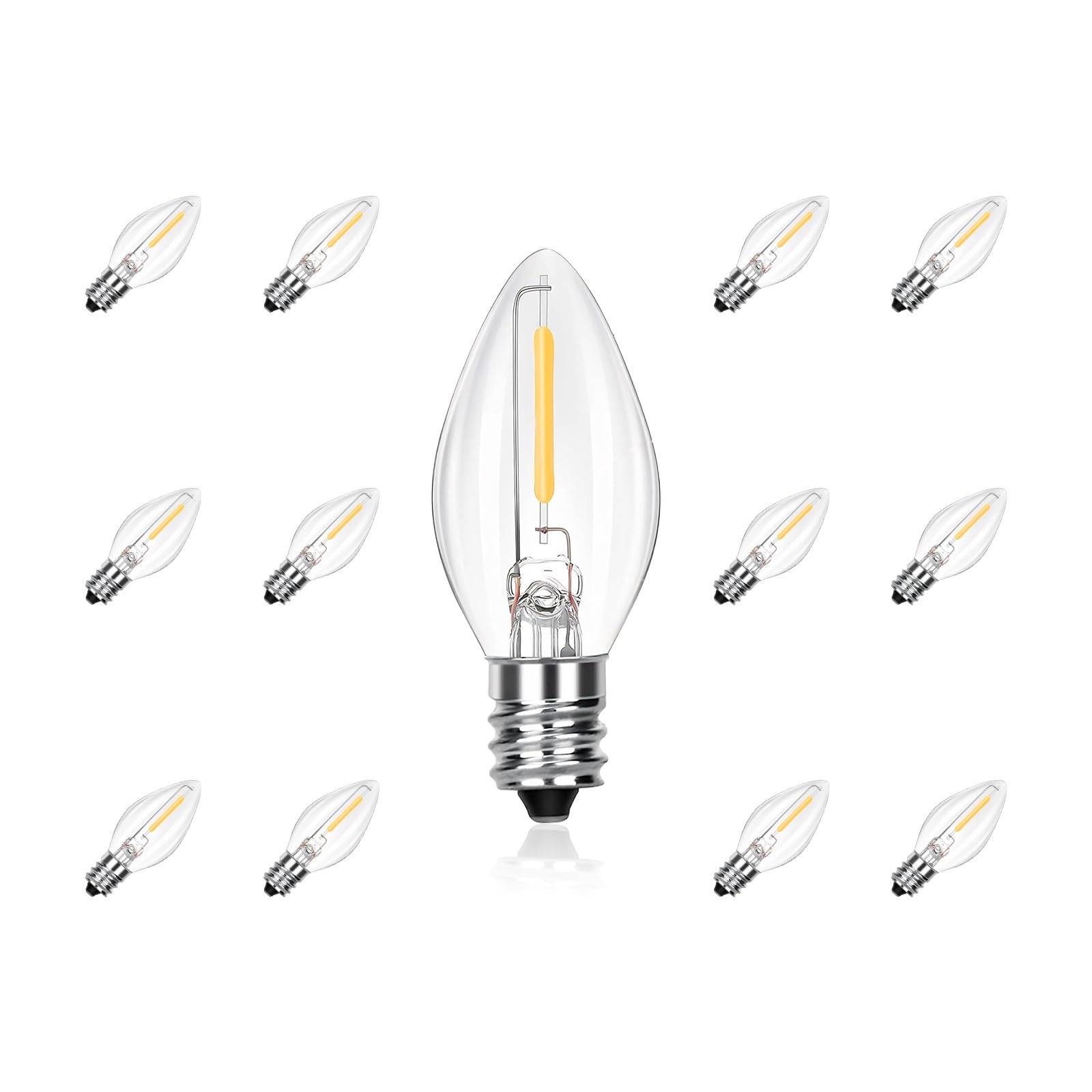 CHYSUPER C7 LED Replacement Bulbs, Clear Christmas & Halloween Light Bulbs for Outdoor String Lights, Patio Xmas Tree Wedding Ho