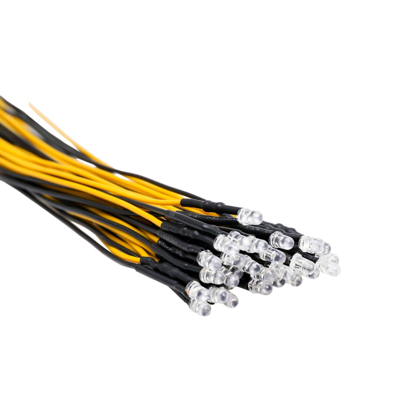 Edgelec 30Pcs 12 Volt 3Mm Yellow Blinking Led Lights Emitting Diodes (1.5Hz Single Color Flashing) Pre Wired 7.9 Inch Dc 12V Led