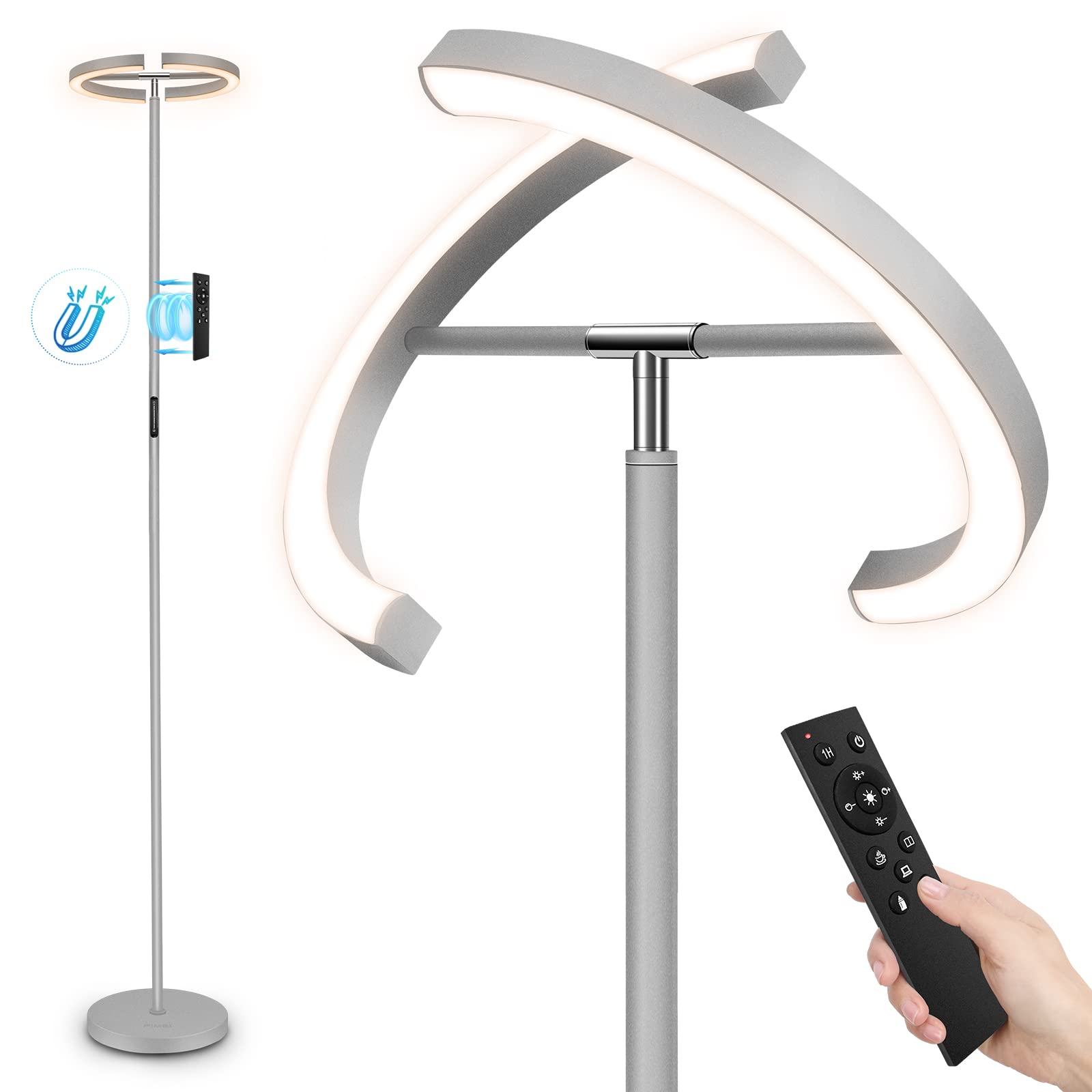 FIMEI Split Floor Lamp Modern LED Rotatable Floor Lamp, Eye-Protection Reading Standing Lamp with Stepless Dimming and 3000K-600