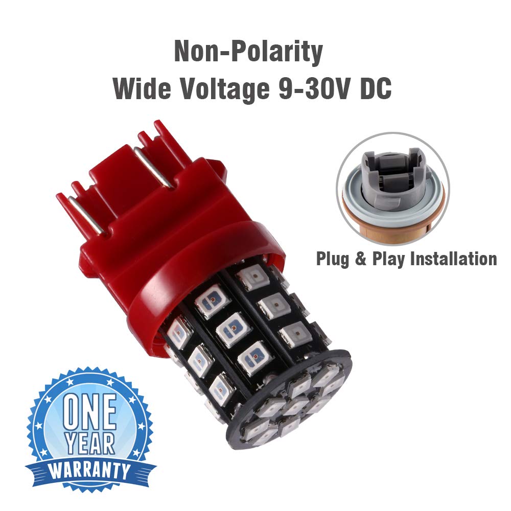 Antline LED Bulbs 3157 3156 3057 4157 3056, Super Bright 600 Lumens, Brilliant Red, Pack of 4 for Backup, Tail, Brake