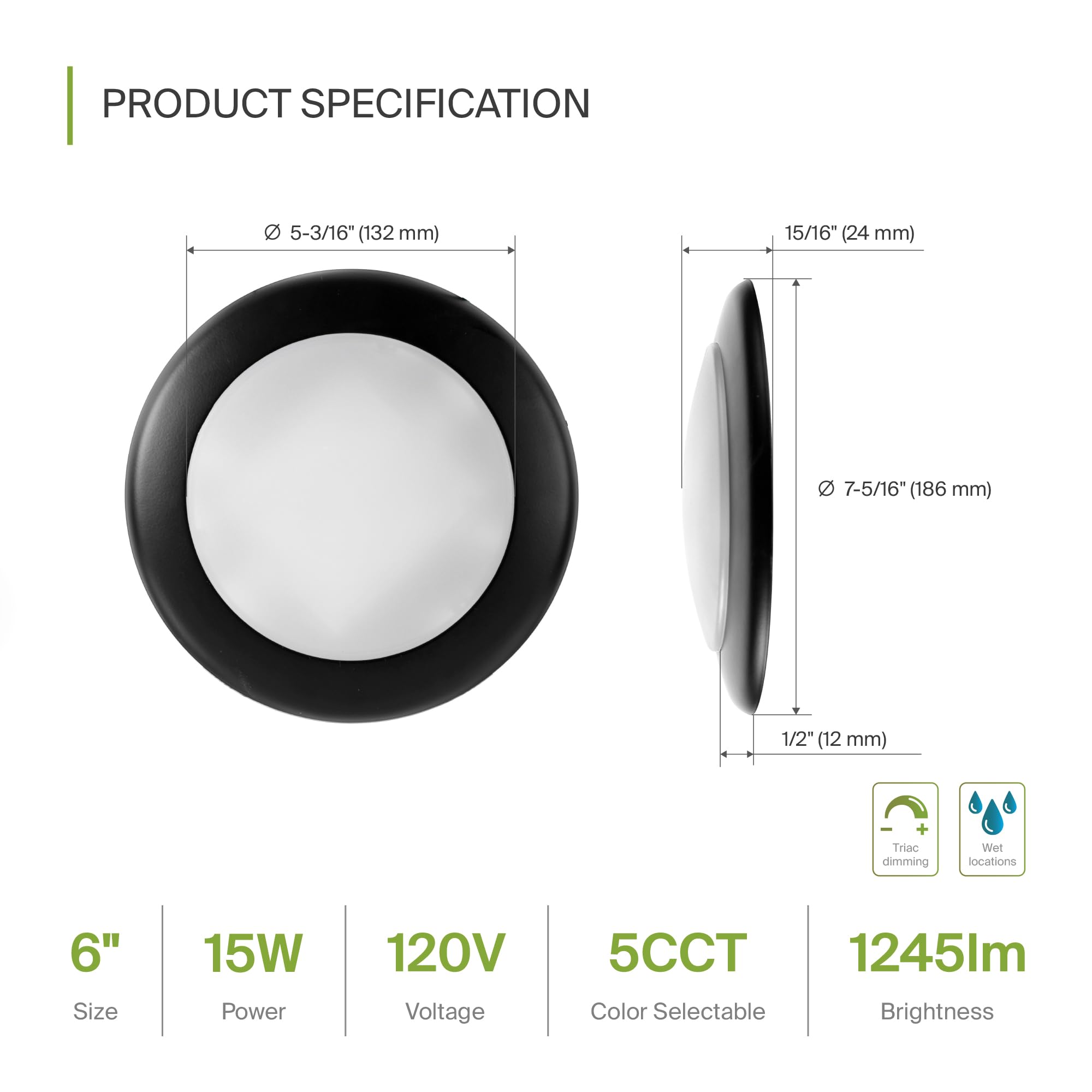 Asd 12 Pack Led Disk Lights 6 Inch, 15W 5Cct 2700K-5000K 1245Lm Cri90+, Dimmable Flush Mount Ceiling Light Fixture, Low Profile