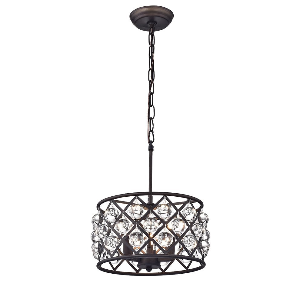 Warehouse Of Tiffany 18.5&quot; Round Crystal Chandelier, Antique Bronze, 22&quot; L X 22&quot; W X 10