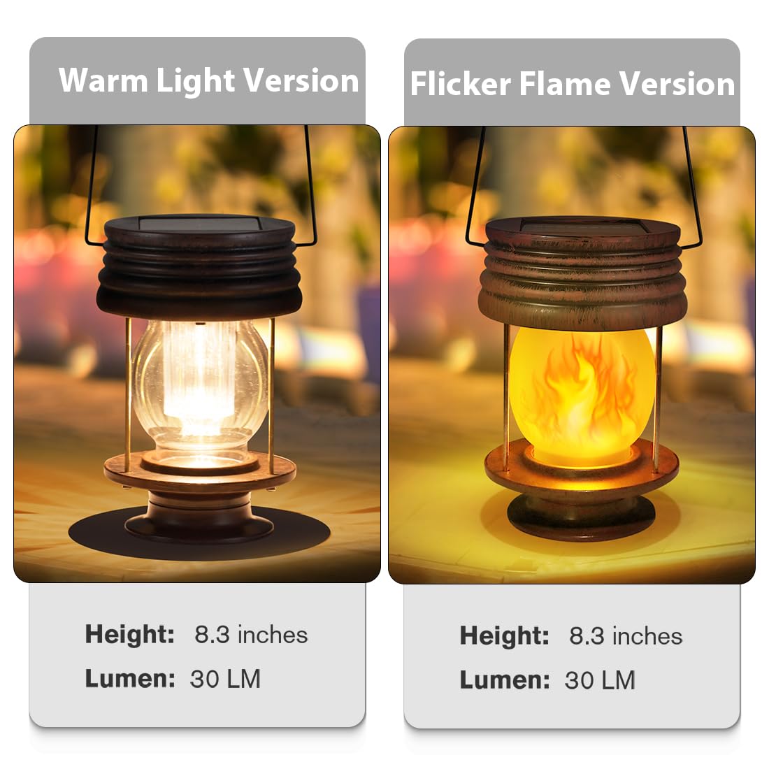 Pearlstar Solar Lanterns With Flickering Flames - Hanging & Wall Mount Solar Lights For Outdoor, Garden, Patio & Yard Decor, Wat