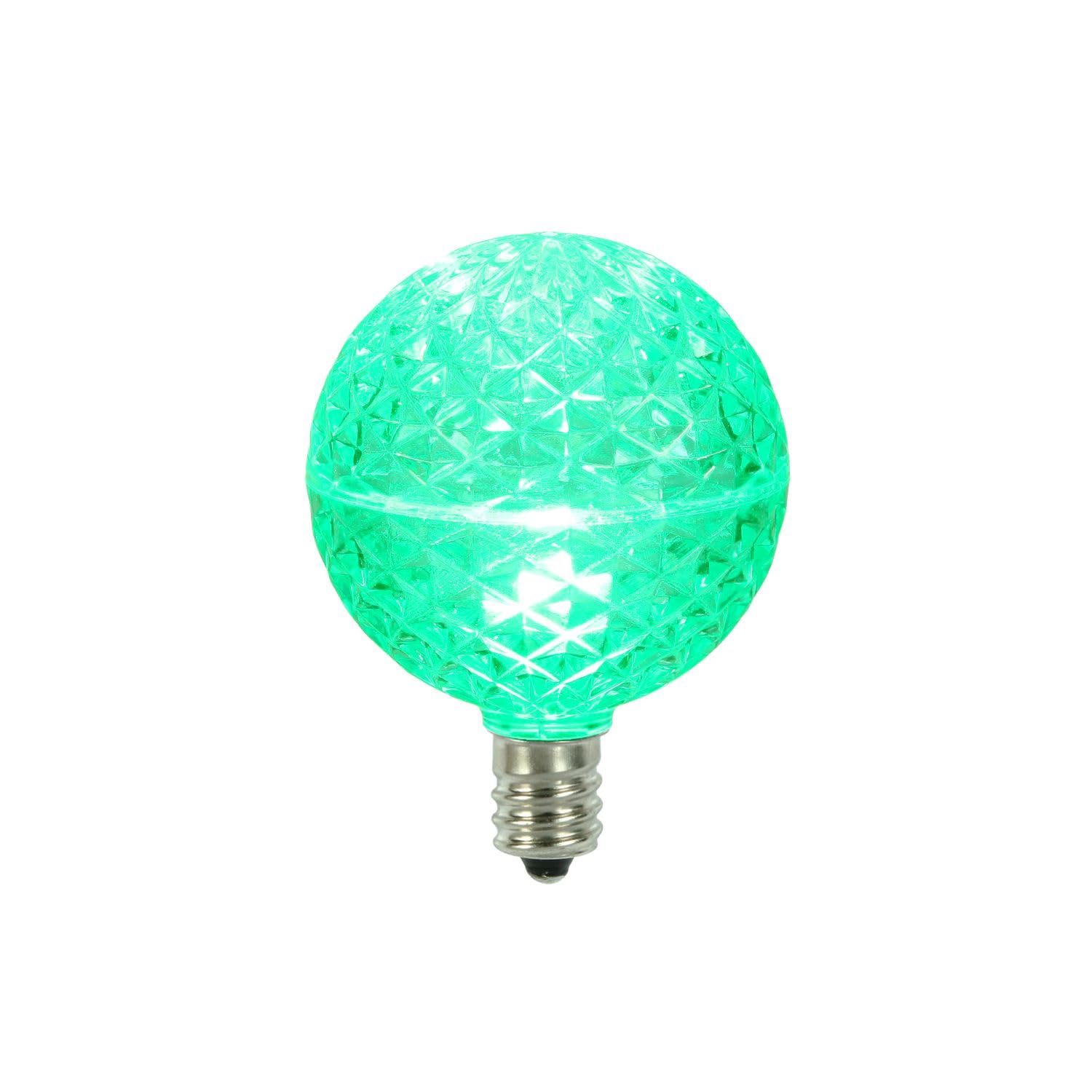 Vickerman G50 LED Green Replacement Bulb, E12/C7 Nickel Base .38W, 10 Bulbs per Pack